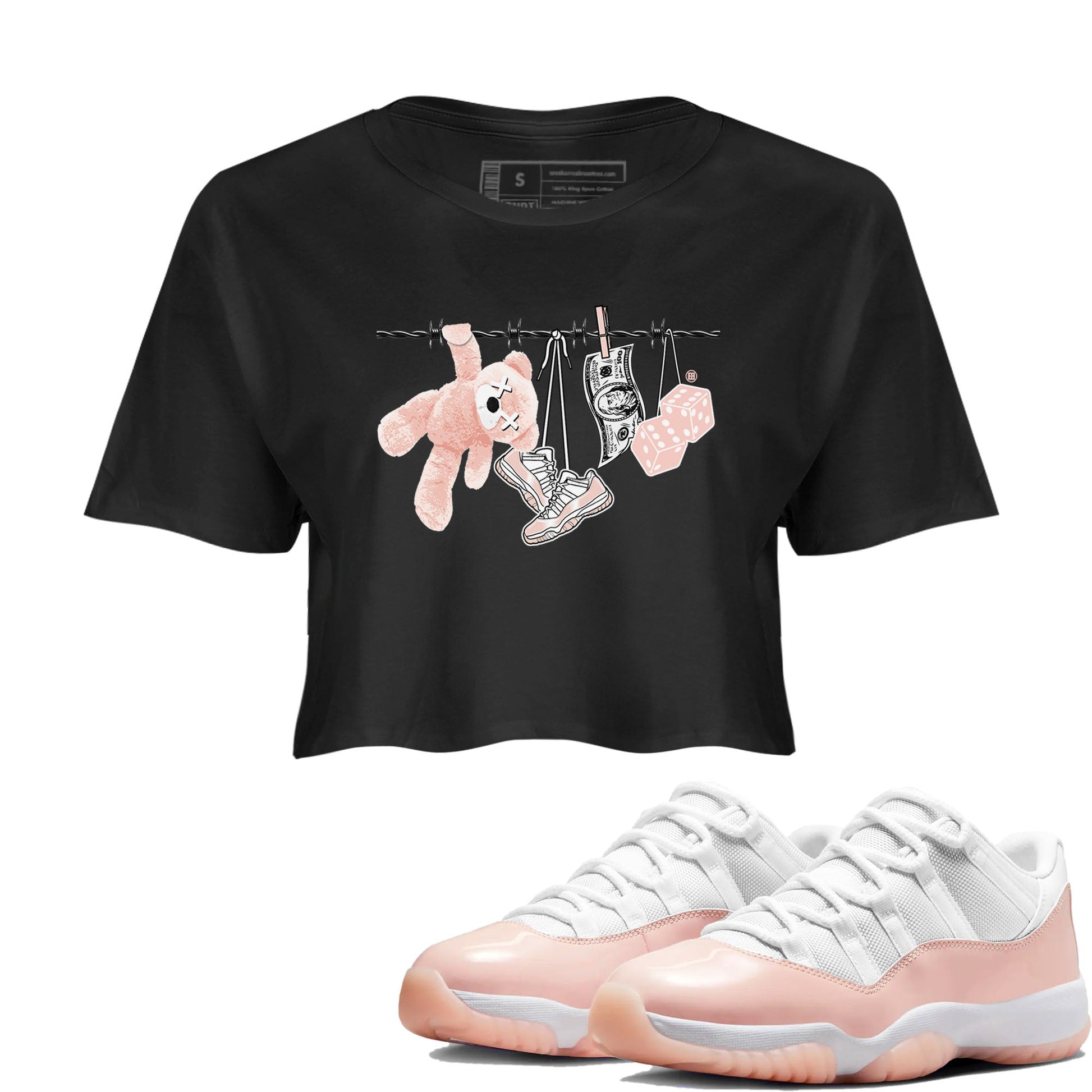 11s Legend Pink shirts to match jordans Clothesline sneaker match tees Air Jordan 11 Legend Pink SNRT Sneaker Tees streetwear brand Black 1 crop tee