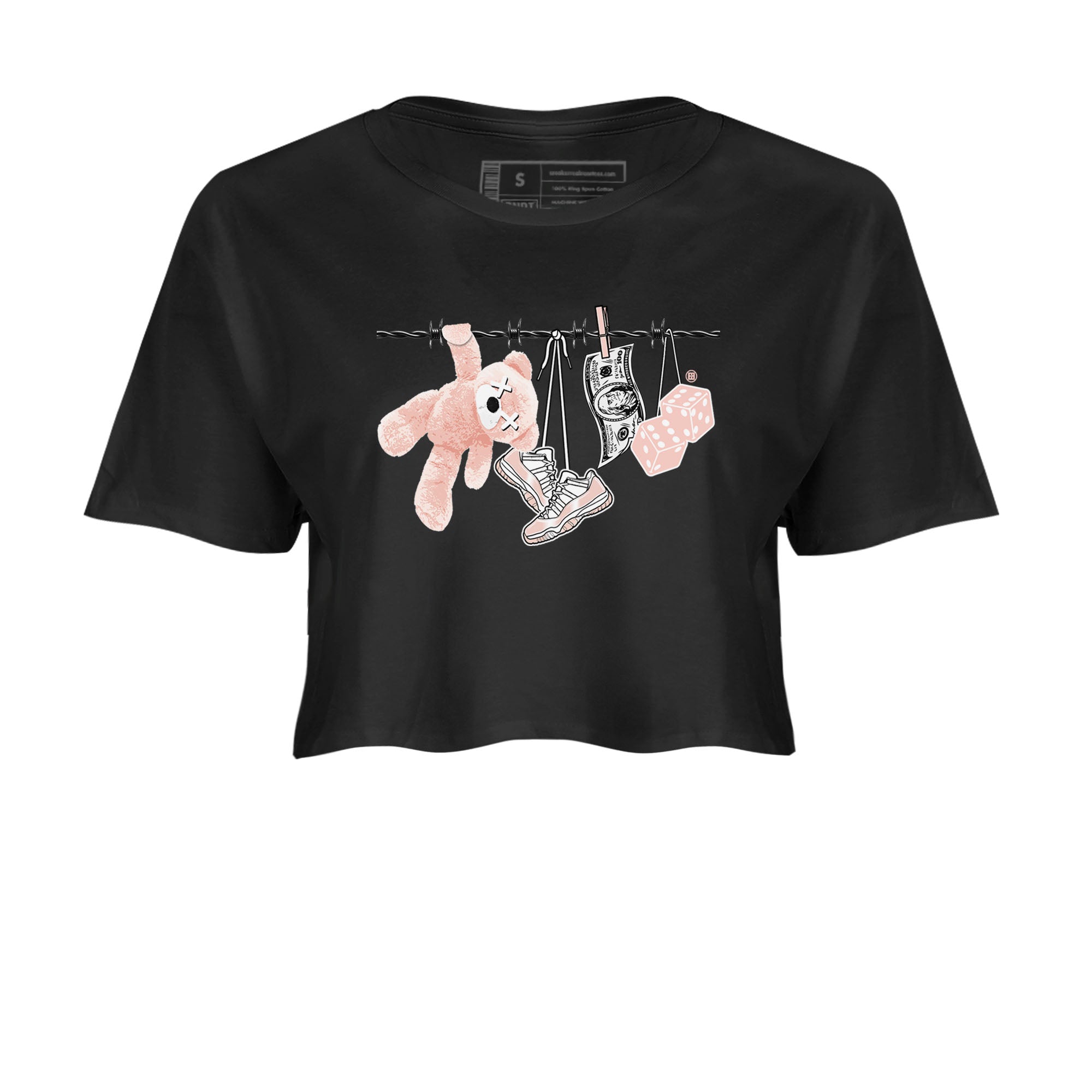 11s Legend Pink shirts to match jordans Clothesline sneaker match tees Air Jordan 11 Legend Pink SNRT Sneaker Tees streetwear brand Black 2 crop tee