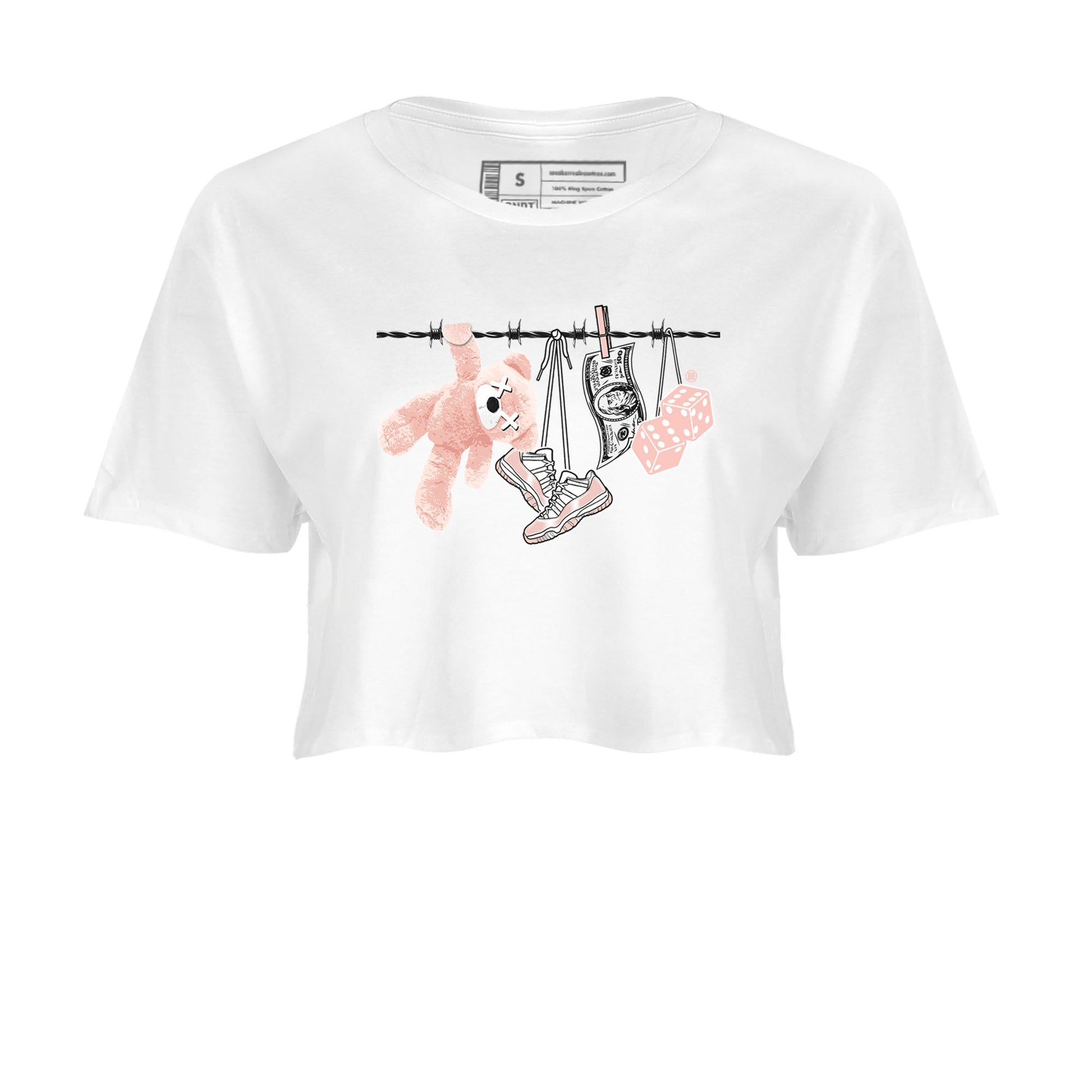 11s Legend Pink shirts to match jordans Clothesline sneaker match tees Air Jordan 11 Legend Pink SNRT Sneaker Tees streetwear brand White 2 crop tee