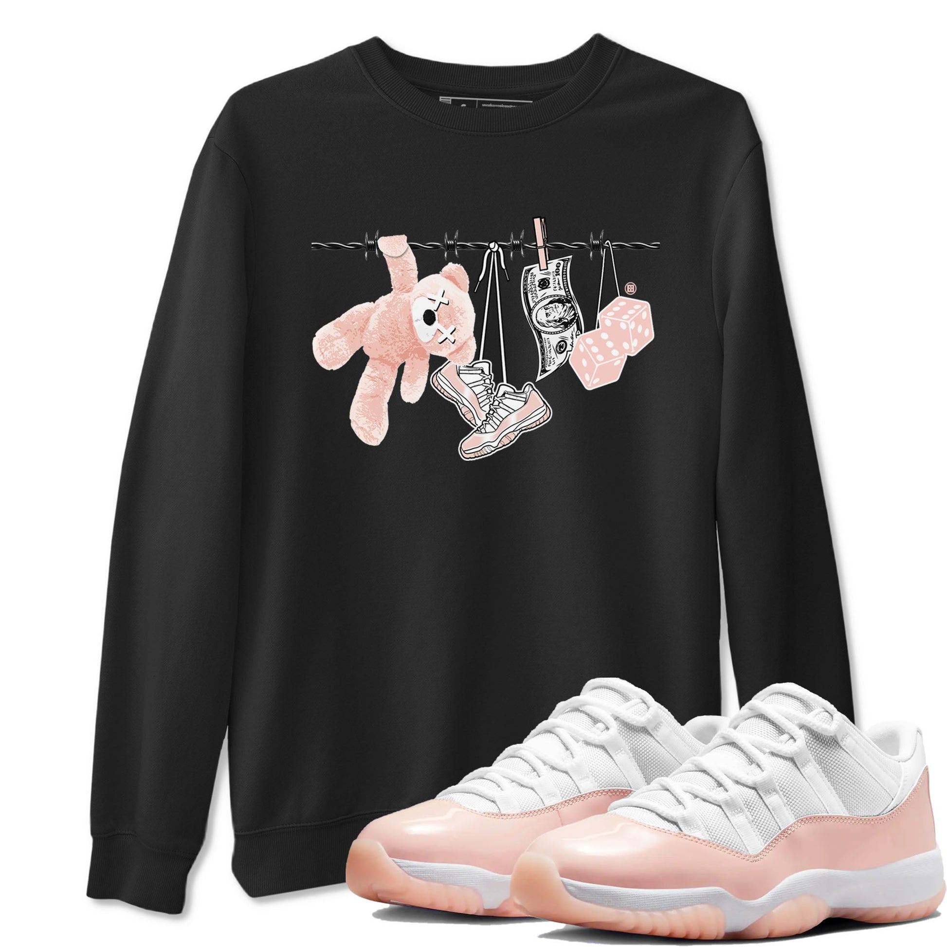 11s Legend Pink shirts to match jordans Clothesline sneaker match tees Air Jordan 11 Legend Pink SNRT Sneaker Tees streetwear brand Black 1 unisex cotton tee