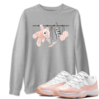 11s Legend Pink shirts to match jordans Clothesline sneaker match tees Air Jordan 11 Legend Pink SNRT Sneaker Tees streetwear brand Heather Grey 1 unisex cotton tee