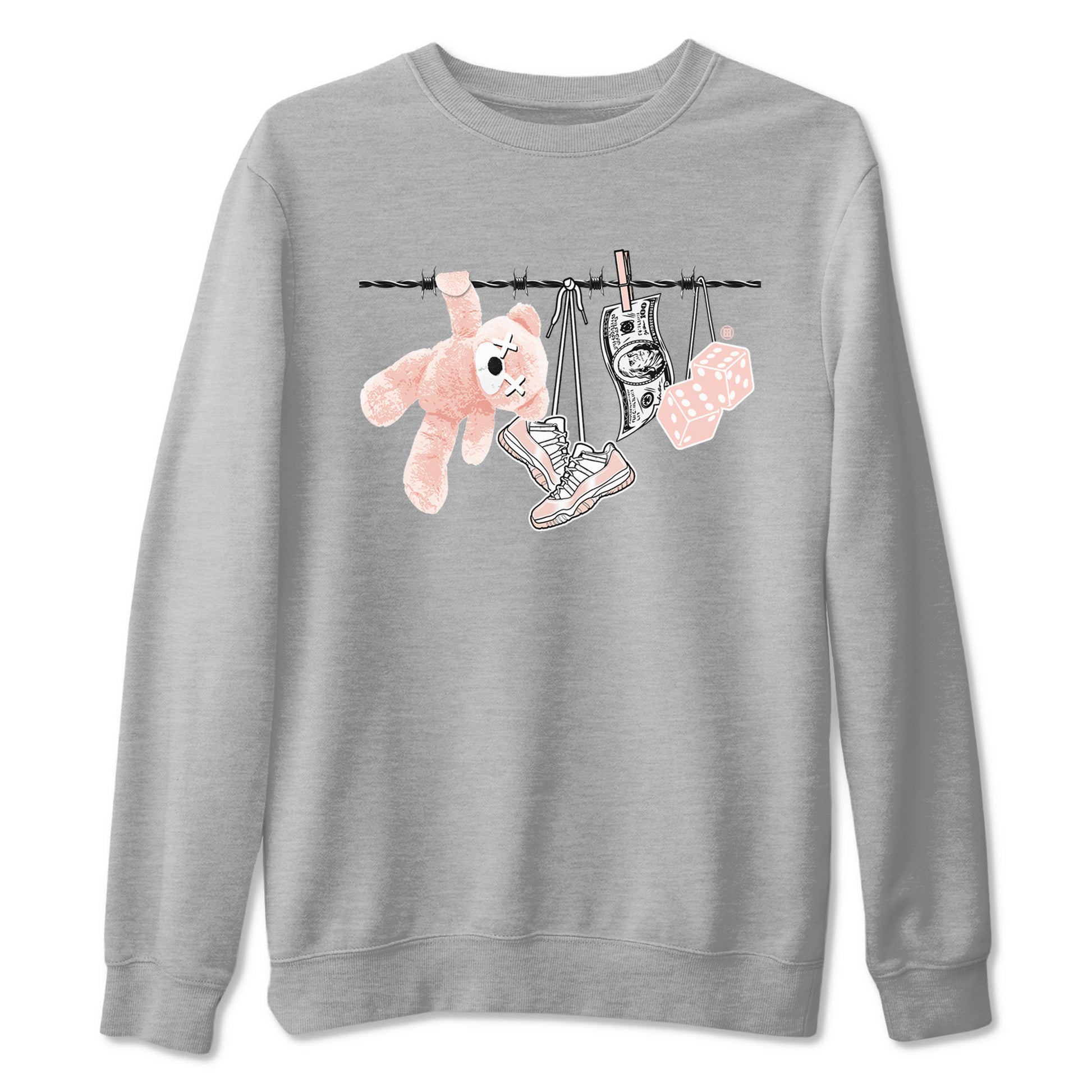 11s Legend Pink shirts to match jordans Clothesline sneaker match tees Air Jordan 11 Legend Pink SNRT Sneaker Tees streetwear brand Heather Grey 2 unisex cotton tee