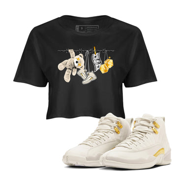 12s Phantom shirts to match jordans Clothesline sneaker match tees Air Jordan 12 WMNS Phantom match shoes to clothes SNRT Sneaker Tees unisex cotton Black 1 crop tee