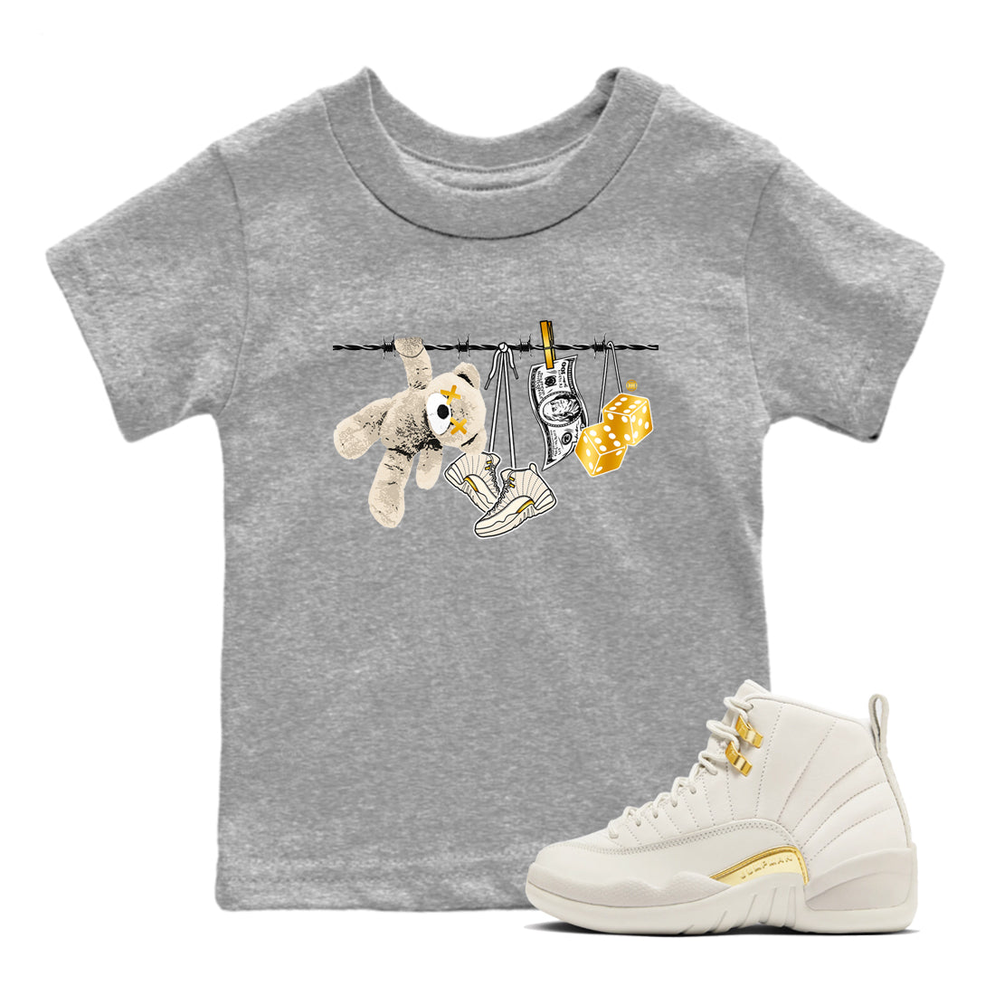 12s Phantom shirts to match jordans Clothesline sneaker match tees Air Jordan 12 WMNS Phantom match shoes to clothes SNRT Sneaker Tees Youth Baby Heather Grey 1 tee