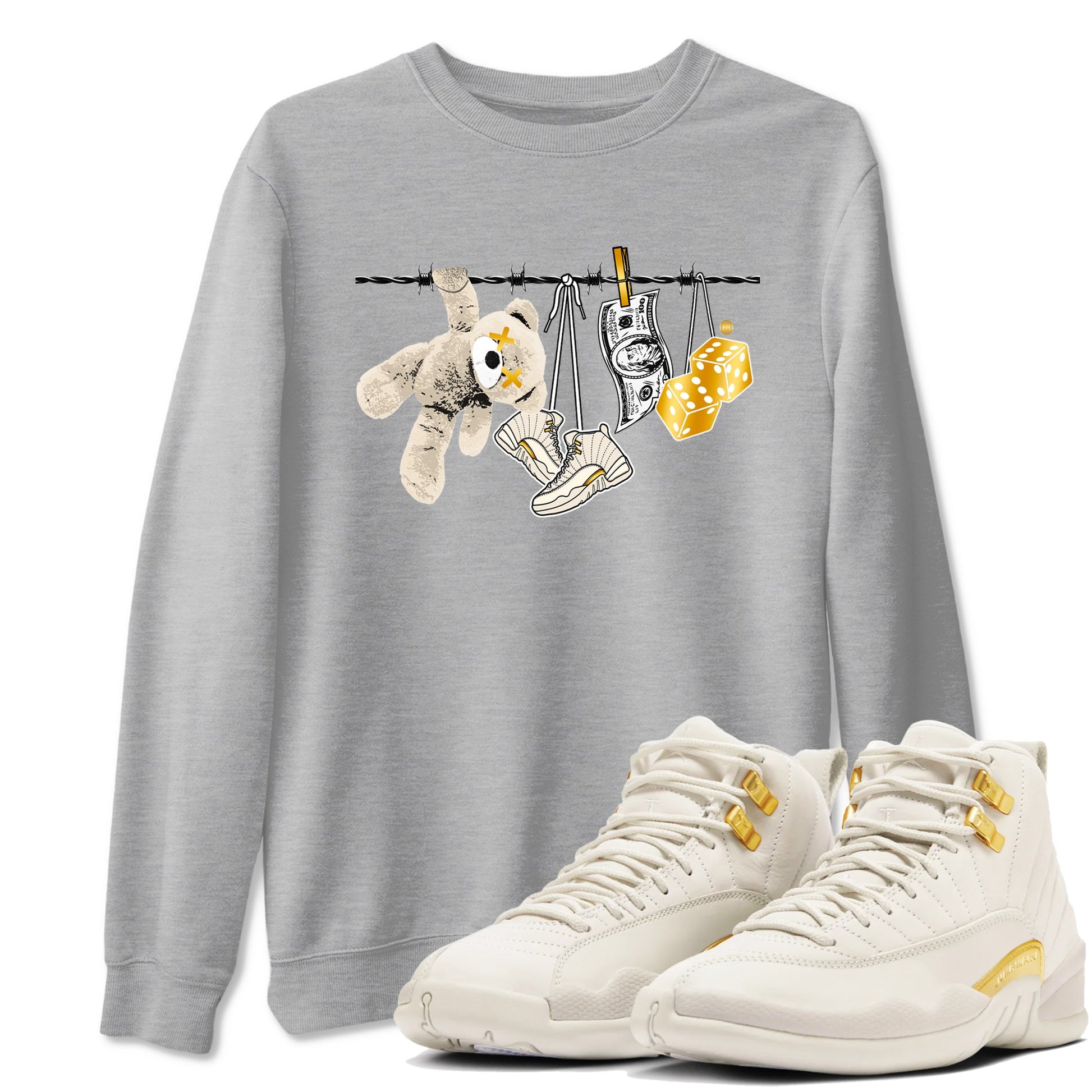 12s Phantom shirts to match jordans Clothesline sneaker match tees Air Jordan 12 WMNS Phantom match shoes to clothes SNRT Sneaker Tees unisex cotton Heather Grey 1 shirts