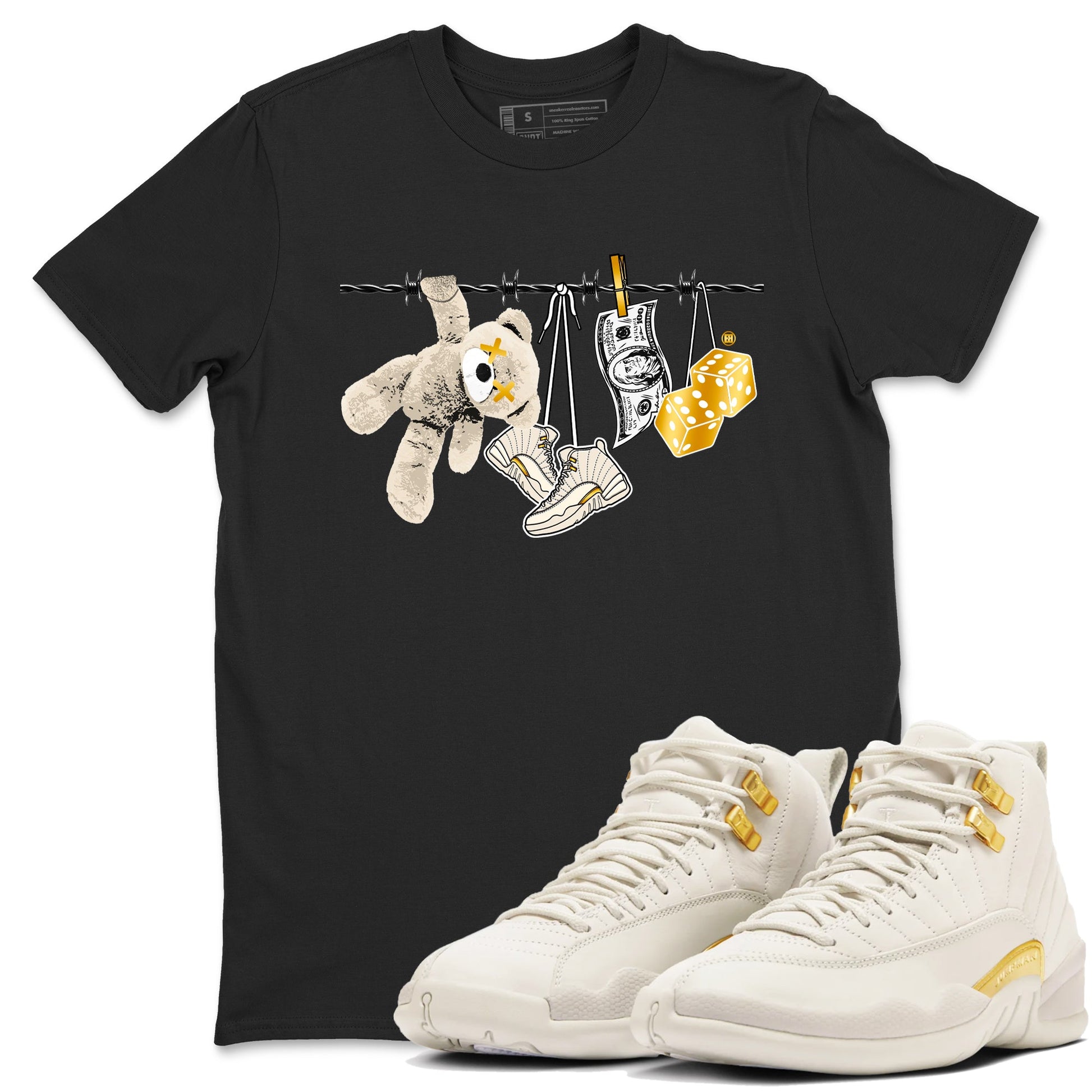 12s Phantom shirts to match jordans Clothesline sneaker match tees Air Jordan 12 WMNS Phantom match shoes to clothes SNRT Sneaker Tees unisex cotton Black 1 shirts