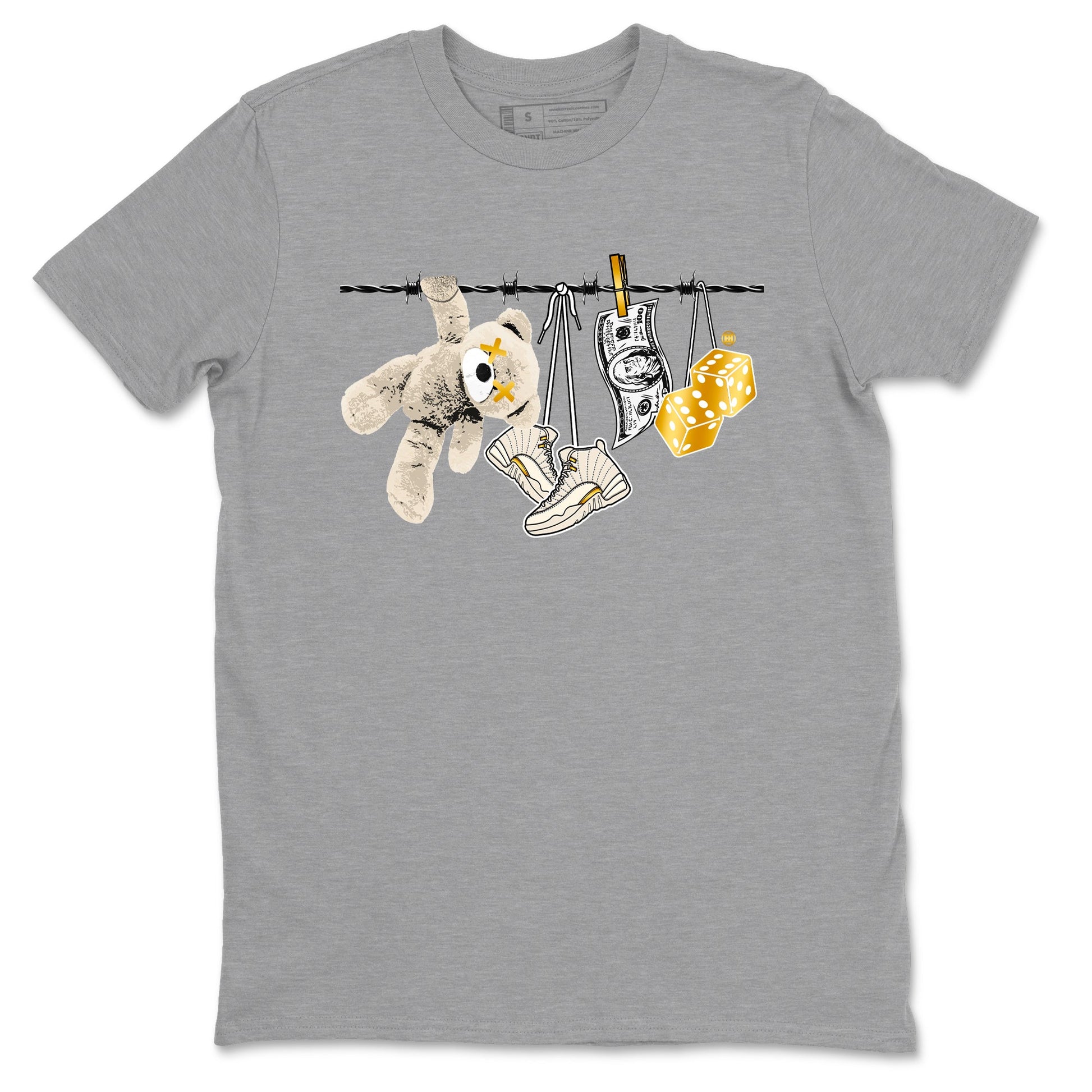 12s Phantom shirts to match jordans Clothesline sneaker match tees Air Jordan 12 WMNS Phantom match shoes to clothes SNRT Sneaker Tees unisex cotton Heather Grey 2 shirts