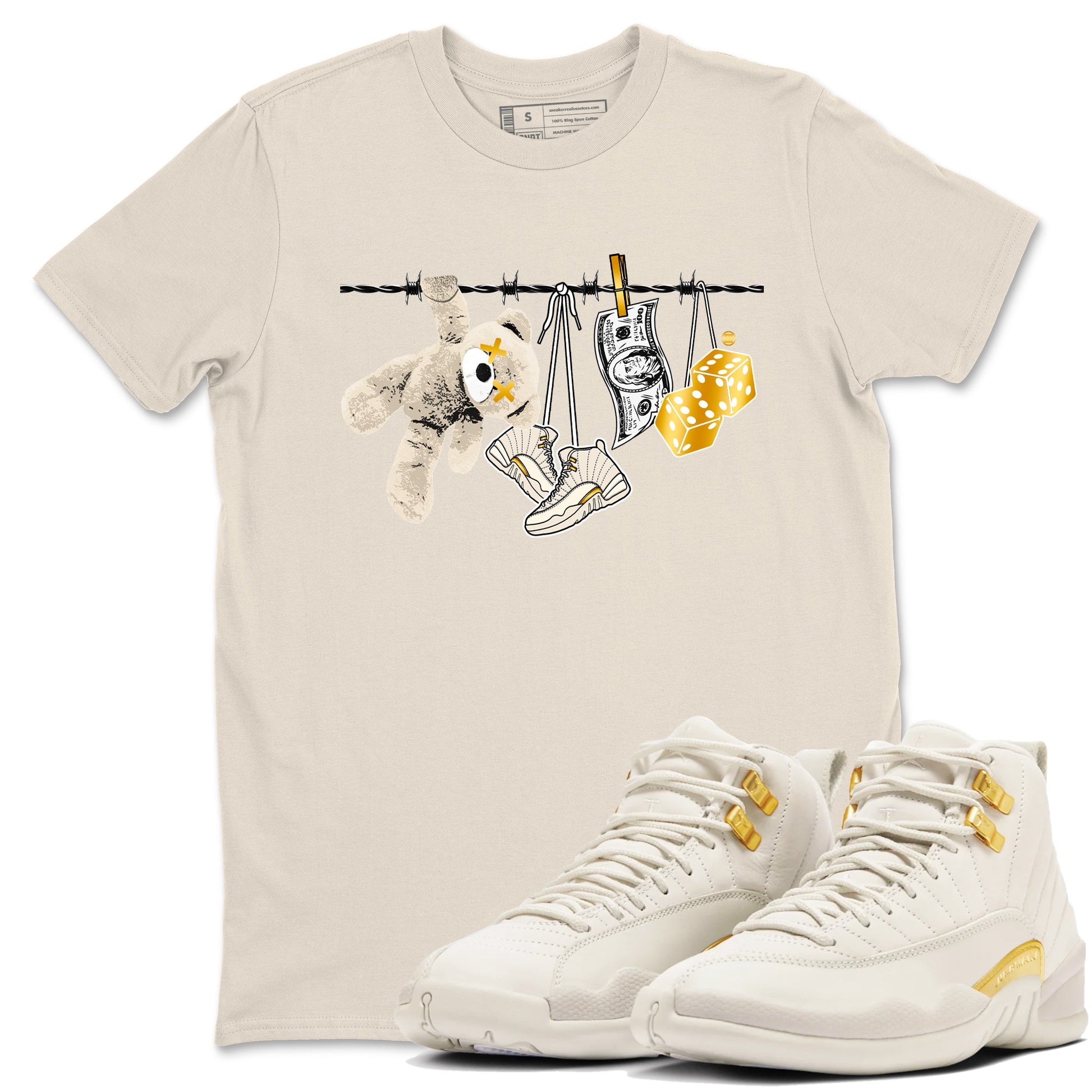 12s Phantom shirts to match jordans Clothesline sneaker match tees Air Jordan 12 WMNS Phantom match shoes to clothes SNRT Sneaker Tees unisex cotton Natural 1 shirts