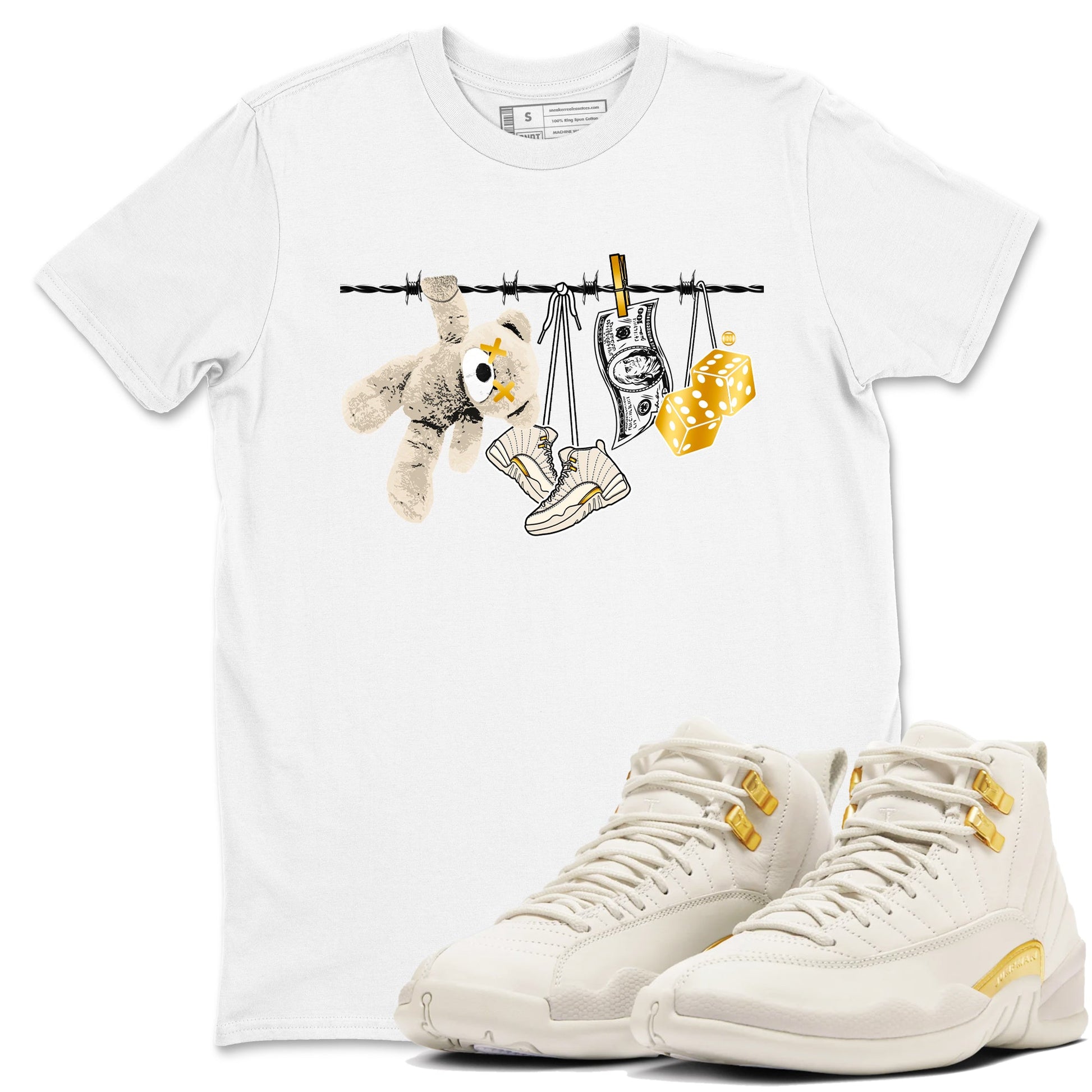 12s Phantom shirts to match jordans Clothesline sneaker match tees Air Jordan 12 WMNS Phantom match shoes to clothes SNRT Sneaker Tees unisex cotton White 1 shirts