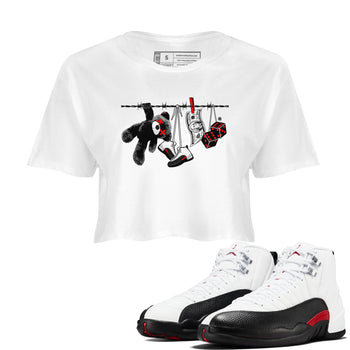 12s Taxi Flip shirt to match jordans Clothesline sneaker tees Air Jordan 12 Taxi Flip SNRT Sneaker Release Tees White 1 crop length shirt