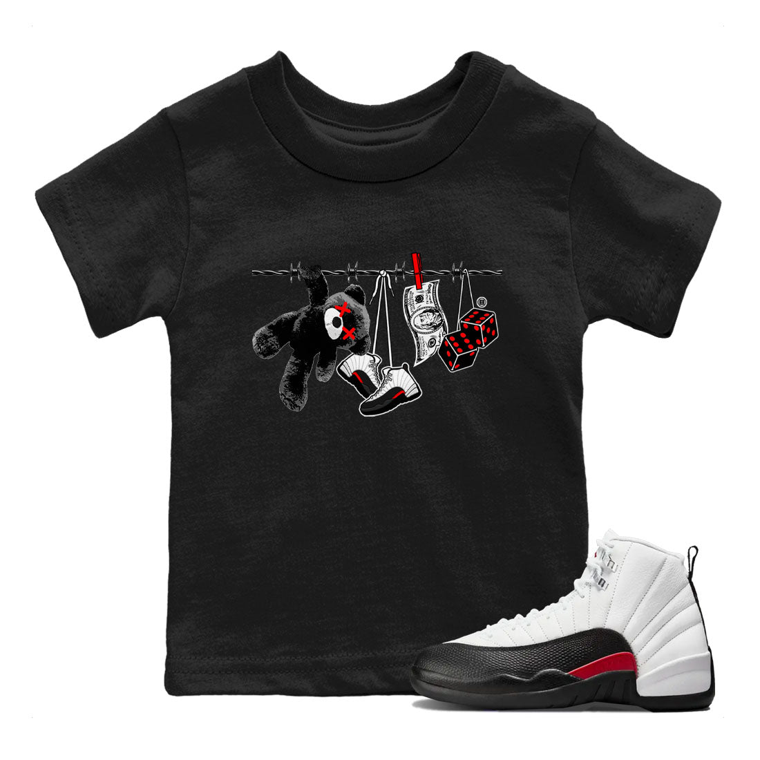 12s Taxi Flip shirt to match jordans Clothesline sneaker tees Air Jordan 12 Taxi Flip SNRT sneaker release tees baby toddler Black 1 cotton Shirt