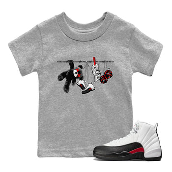 12s Taxi Flip shirt to match jordans Clothesline sneaker tees Air Jordan 12 Taxi Flip SNRT sneaker release tees baby toddler Heather Grey 1 cotton Shirt