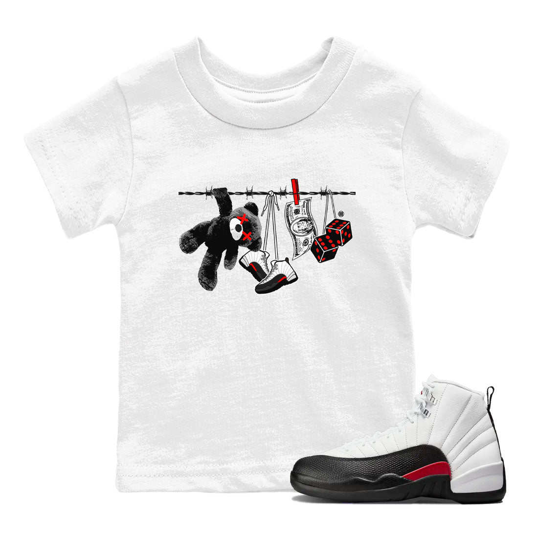 12s Taxi Flip shirt to match jordans Clothesline sneaker tees Air Jordan 12 Taxi Flip SNRT sneaker release tees baby toddler White 1 cotton Shirt