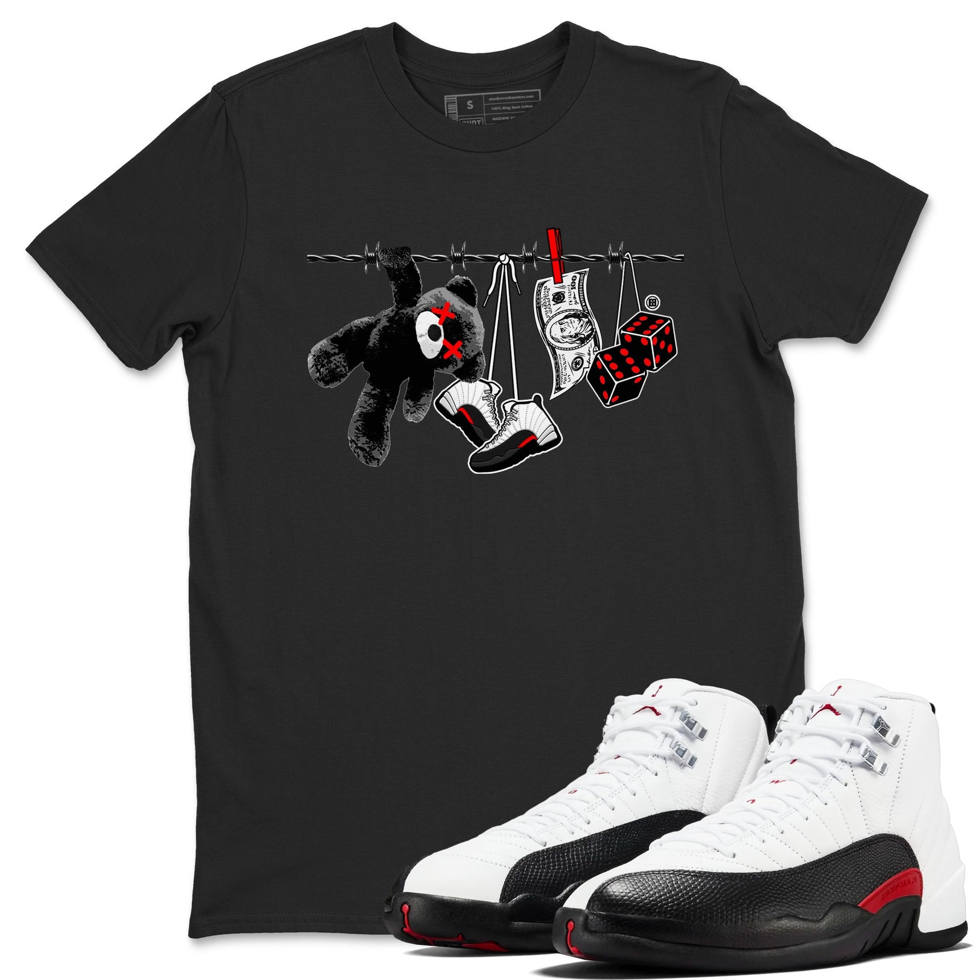 12s Taxi Flip shirt to match jordans Clothesline sneaker tees Air Jordan 12 Taxi Flip SNRT Sneaker Release Tees unisex cotton Black 1 crew neck shirt