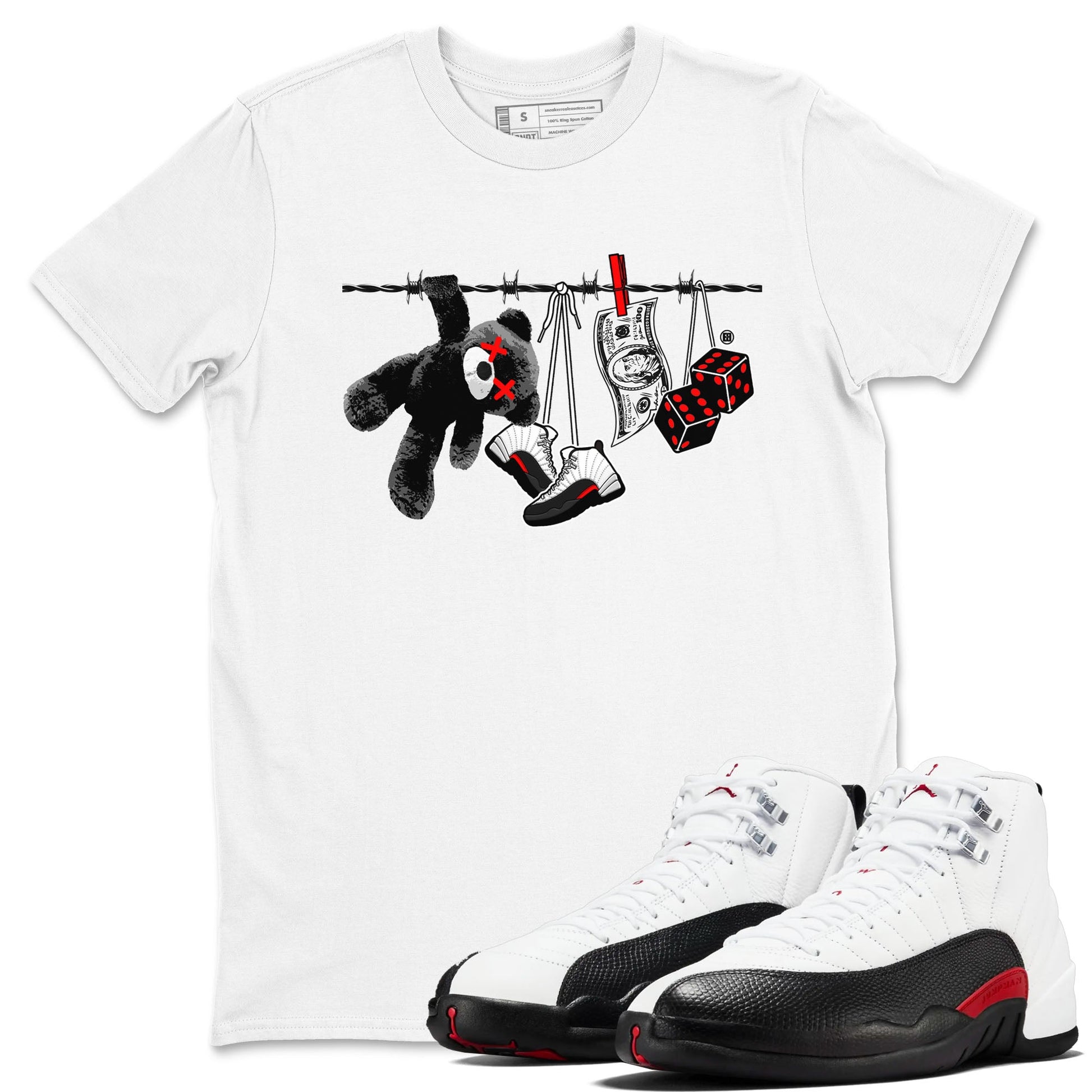 12s Taxi Flip shirt to match jordans Clothesline sneaker tees Air Jordan 12 Taxi Flip SNRT Sneaker Release Tees unisex cotton White 1 crew neck shirt