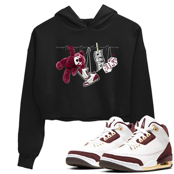 3s A Ma Maniere x Burgundy Crush shirts to match jordans Clothesline sneaker match teesA Ma Maniére x Air Jordan 3 "Burgundy Crush" SNRT Sneaker Tees streetwear brand Black 1 crop tee