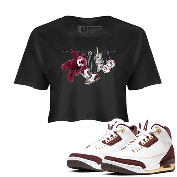 3s A Ma Maniere x Burgundy Crush shirts to match jordans Clothesline sneaker match teesA Ma Maniére x Air Jordan 3 "Burgundy Crush" SNRT Sneaker Tees streetwear brand Black 1 crop tee