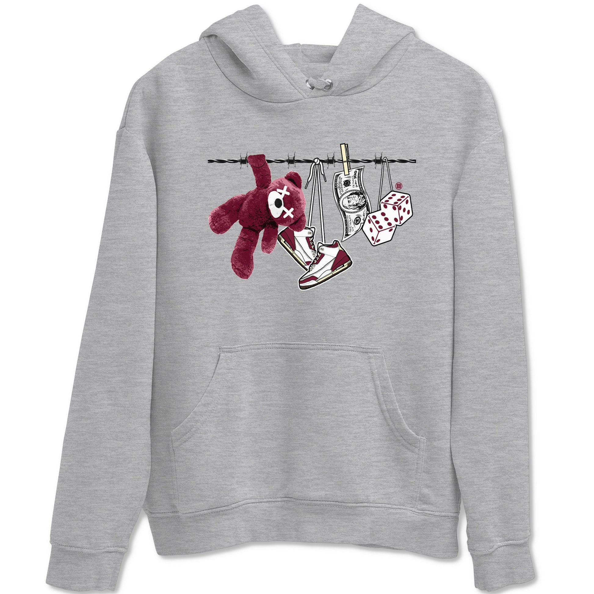 3s A Ma Maniere x Burgundy Crush shirts to match jordans Clothesline sneaker match teesA Ma Maniére x Air Jordan 3 "Burgundy Crush" SNRT Sneaker Tees streetwear brand Heather Grey 2 unisex cotton tee