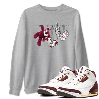 3s A Ma Maniere x Burgundy Crush shirts to match jordans Clothesline sneaker match teesA Ma Maniére x Air Jordan 3 "Burgundy Crush" SNRT Sneaker Tees streetwear brand Heather Grey 1 unisex cotton tee