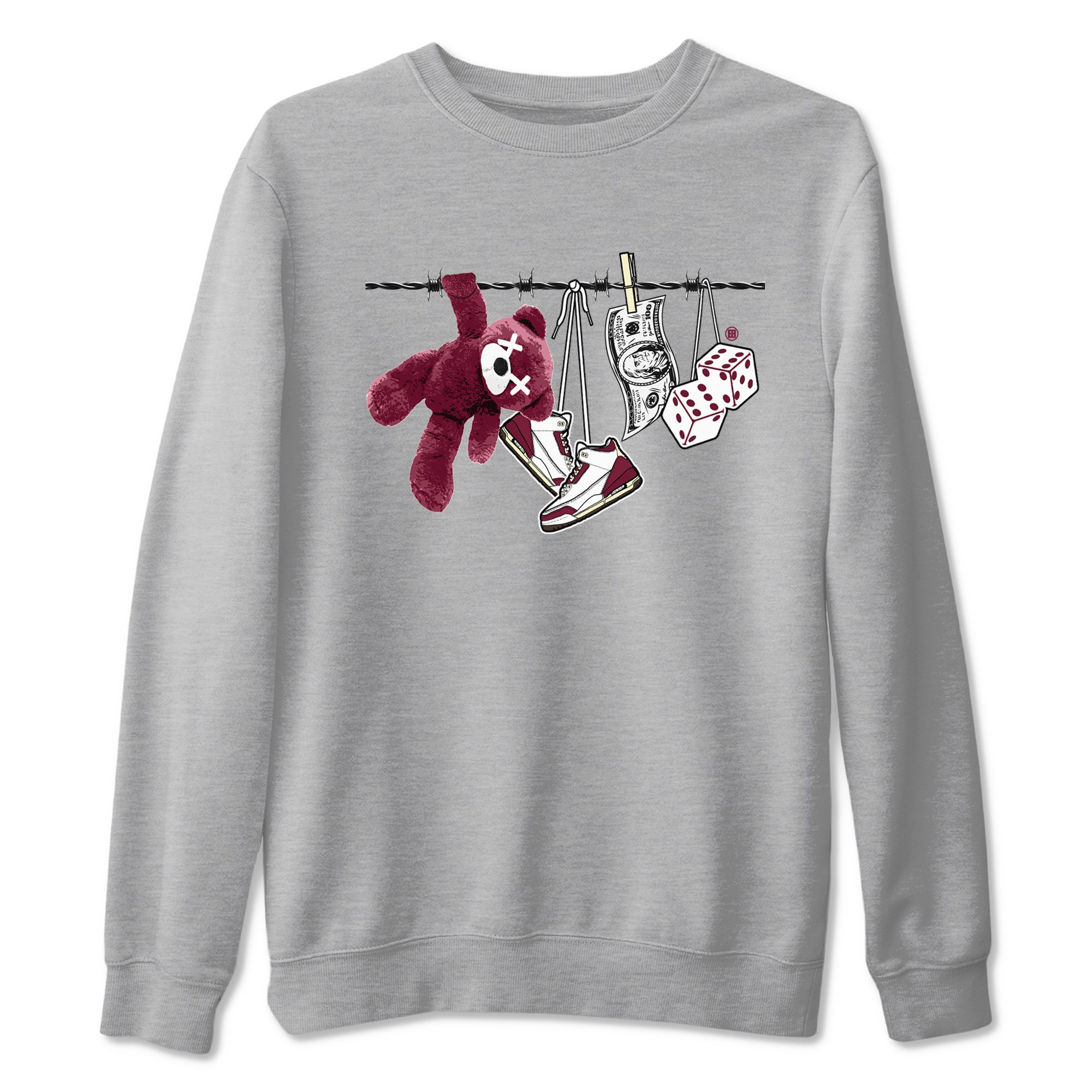 3s A Ma Maniere x Burgundy Crush shirts to match jordans Clothesline sneaker match teesA Ma Maniére x Air Jordan 3 "Burgundy Crush" SNRT Sneaker Tees streetwear brand Heather Grey 2 unisex cotton tee