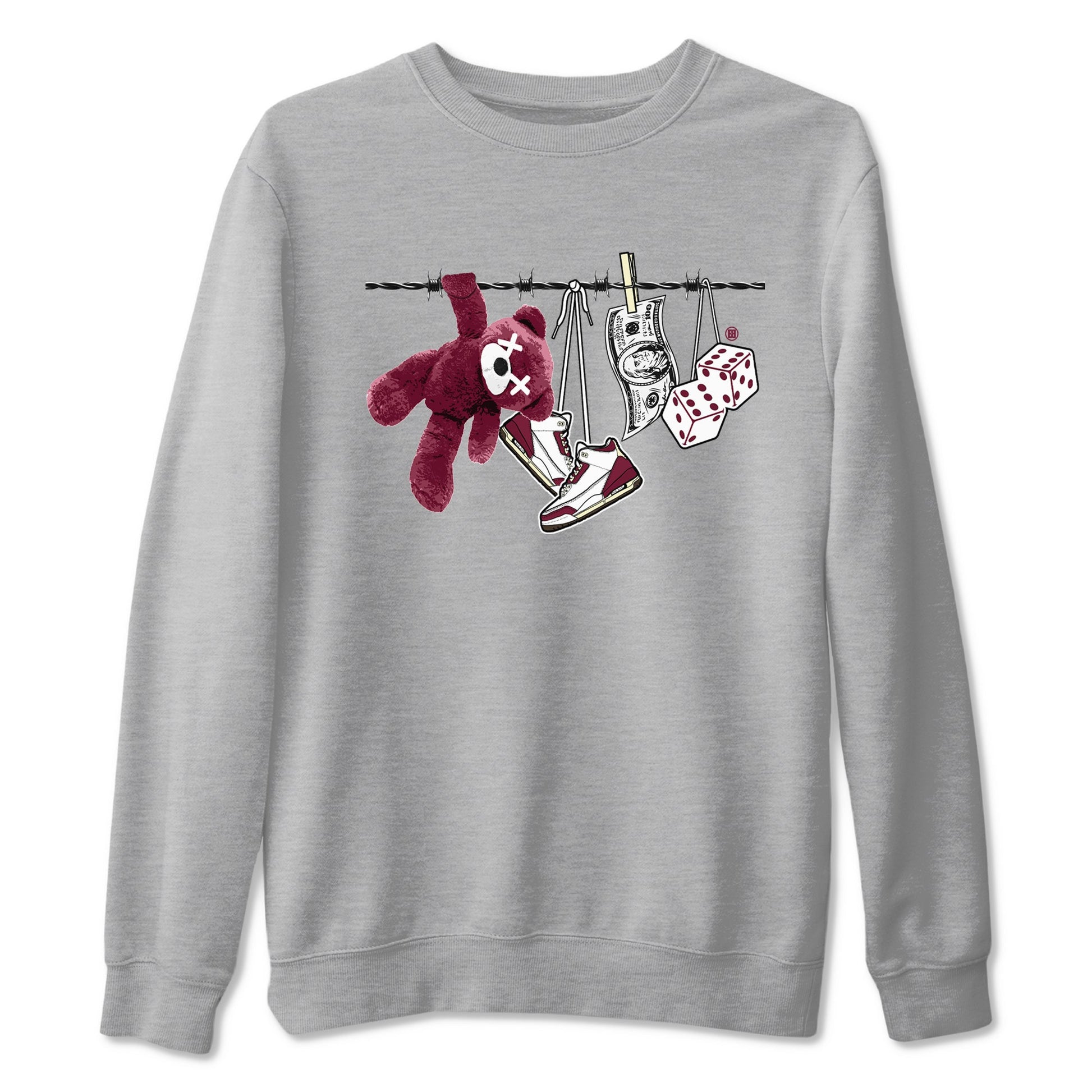 3s A Ma Maniere x Burgundy Crush shirts to match jordans Clothesline sneaker match teesA Ma Maniére x Air Jordan 3 "Burgundy Crush" SNRT Sneaker Tees streetwear brand Heather Grey 2 unisex cotton tee