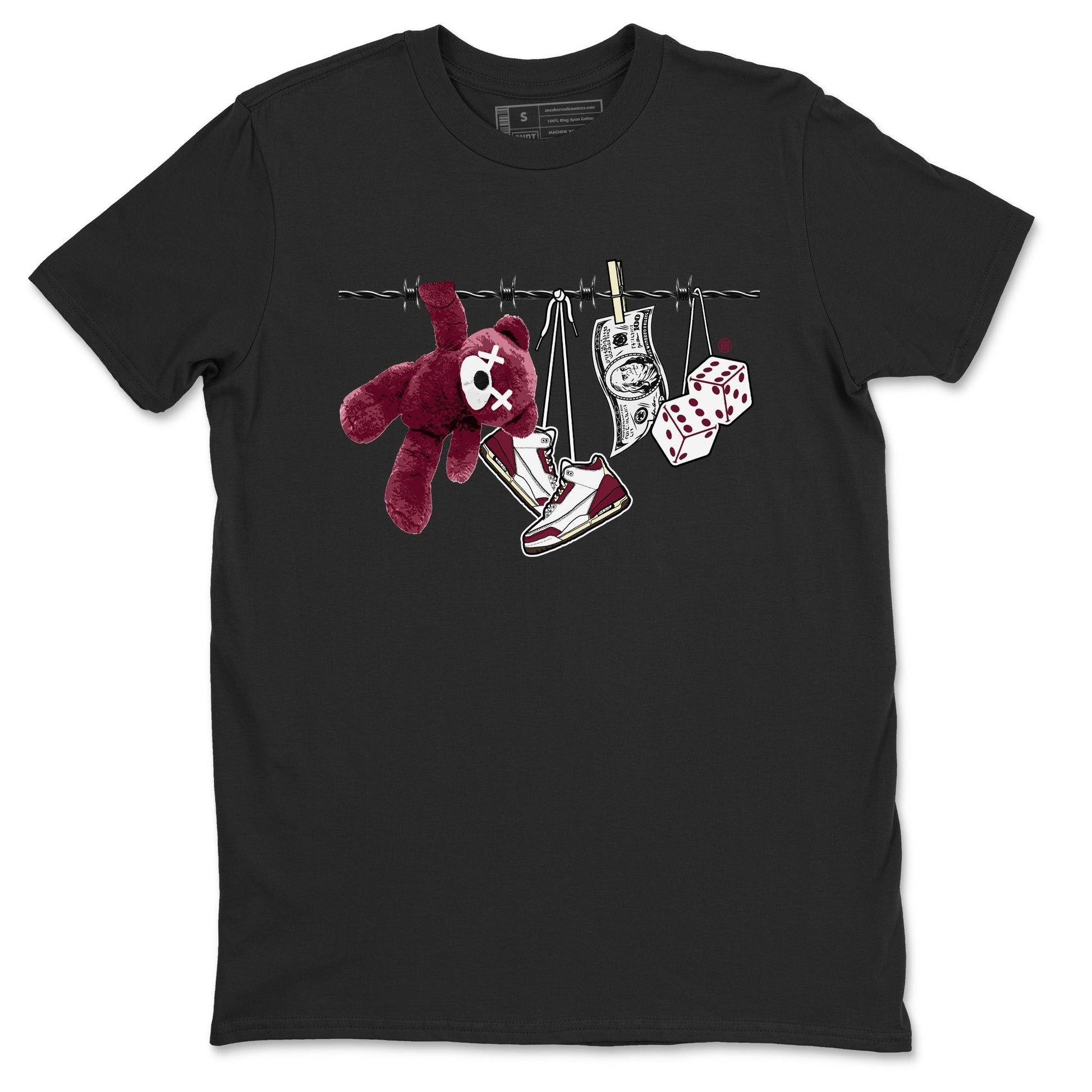 3s A Ma Maniere x Burgundy Crush shirts to match jordans Clothesline sneaker match teesA Ma Maniére x Air Jordan 3 "Burgundy Crush" SNRT Sneaker Tees streetwear brand Black 2 unisex cotton tee