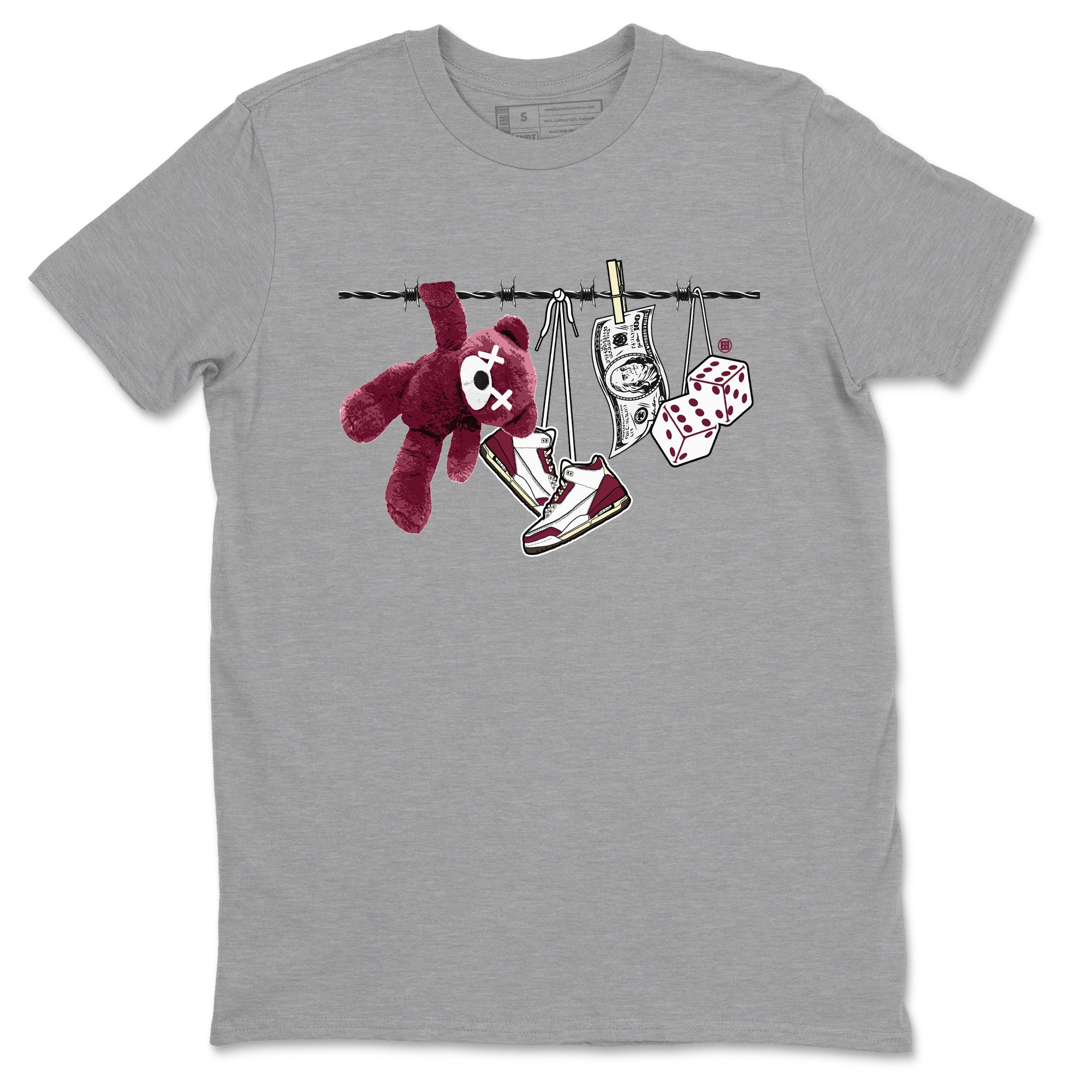 3s A Ma Maniere x Burgundy Crush shirts to match jordans Clothesline sneaker match teesA Ma Maniére x Air Jordan 3 "Burgundy Crush" SNRT Sneaker Tees streetwear brand Heather Grey 2 unisex cotton tee