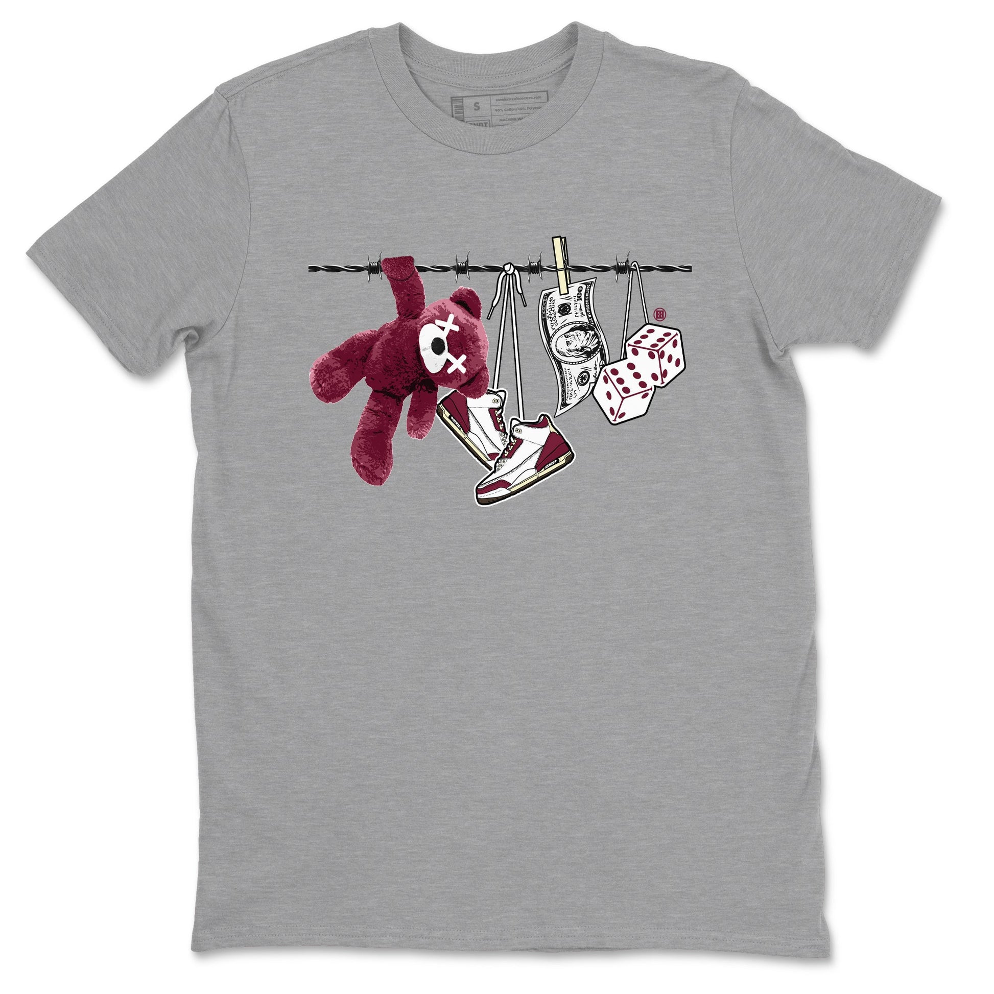 3s A Ma Maniere x Burgundy Crush shirts to match jordans Clothesline sneaker match teesA Ma Maniére x Air Jordan 3 "Burgundy Crush" SNRT Sneaker Tees streetwear brand Heather Grey 2 unisex cotton tee