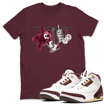 3s A Ma Maniere x Burgundy Crush shirts to match jordans Clothesline sneaker match teesA Ma Maniére x Air Jordan 3 "Burgundy Crush" SNRT Sneaker Tees streetwear brand Maroon 1 unisex cotton tee