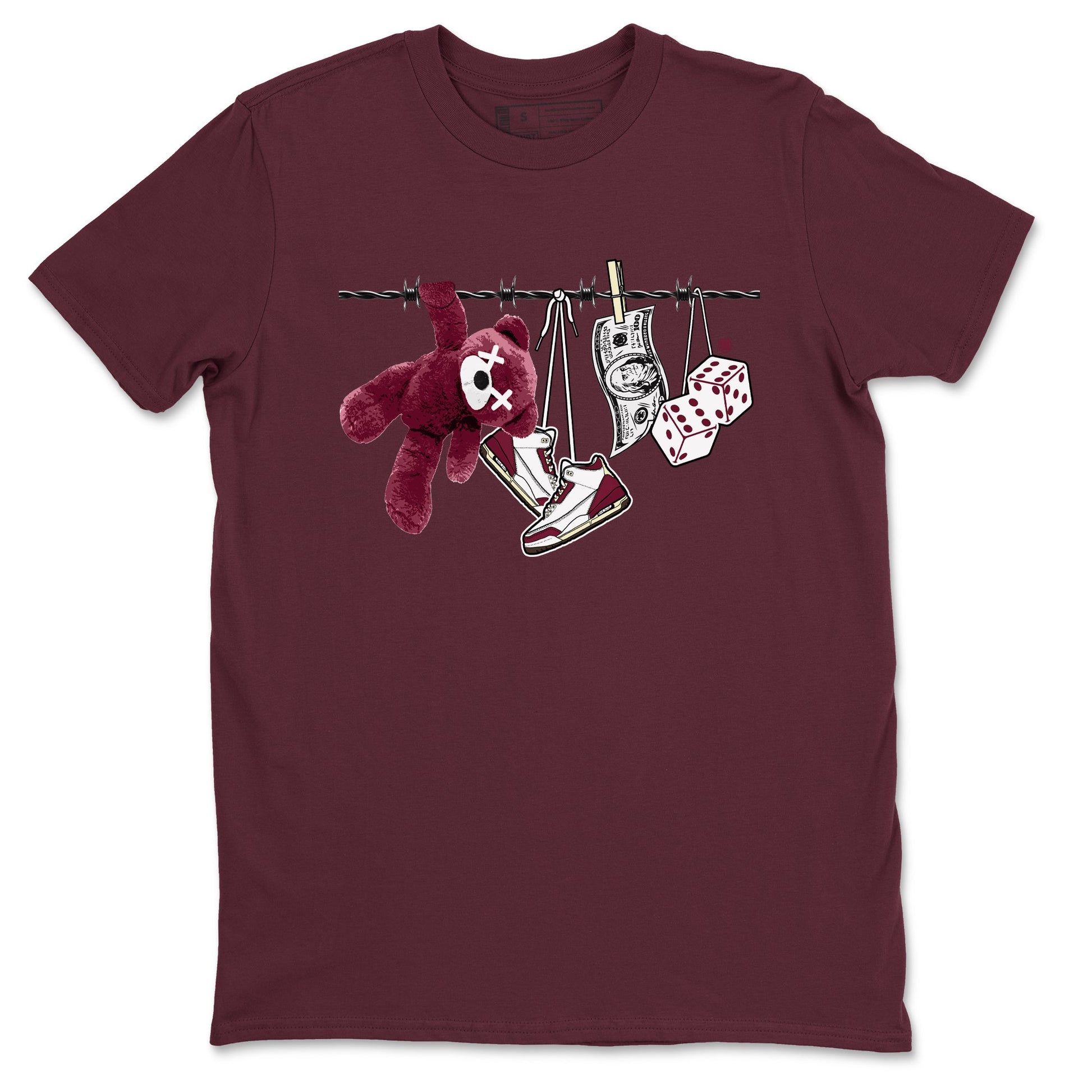 3s A Ma Maniere x Burgundy Crush shirts to match jordans Clothesline sneaker match teesA Ma Maniére x Air Jordan 3 "Burgundy Crush" SNRT Sneaker Tees streetwear brand Maroon 2 unisex cotton tee