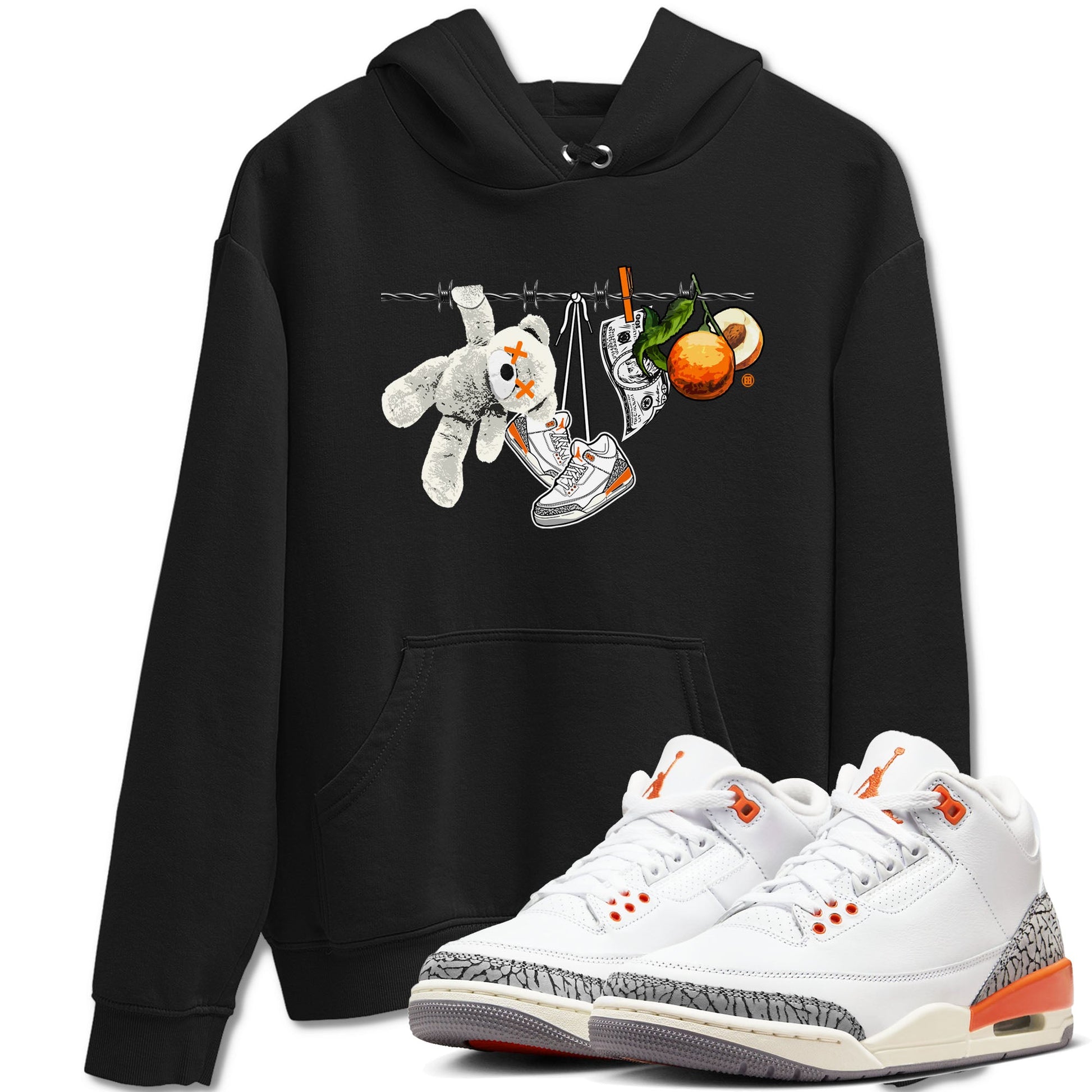 3s Georgia Peach shirt to match jordans Clothesline sneaker tees Air Jordan 3 Retro Georgia Peach SNRT Sneaker Release Tees unisex cotton Black 1 crew neck shirt