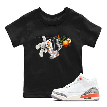 3s Georgia Peach shirt to match jordans Clothesline sneaker tees Air Jordan 3 Retro Georgia Peach SNRT Sneaker release tees baby toddler Black 1 cotton Shirt