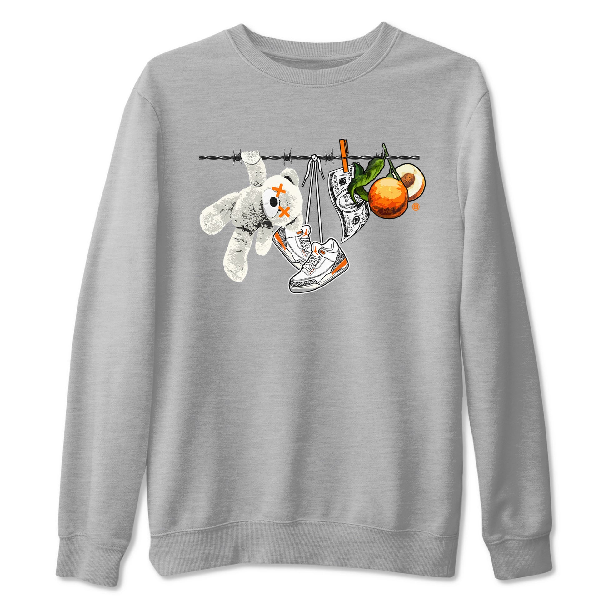 3s Georgia Peach shirt to match jordans Clothesline sneaker tees Air Jordan 3 Retro Georgia Peach SNRT Sneaker Release Tees unisex cotton Heather Grey 2 crew neck shirt