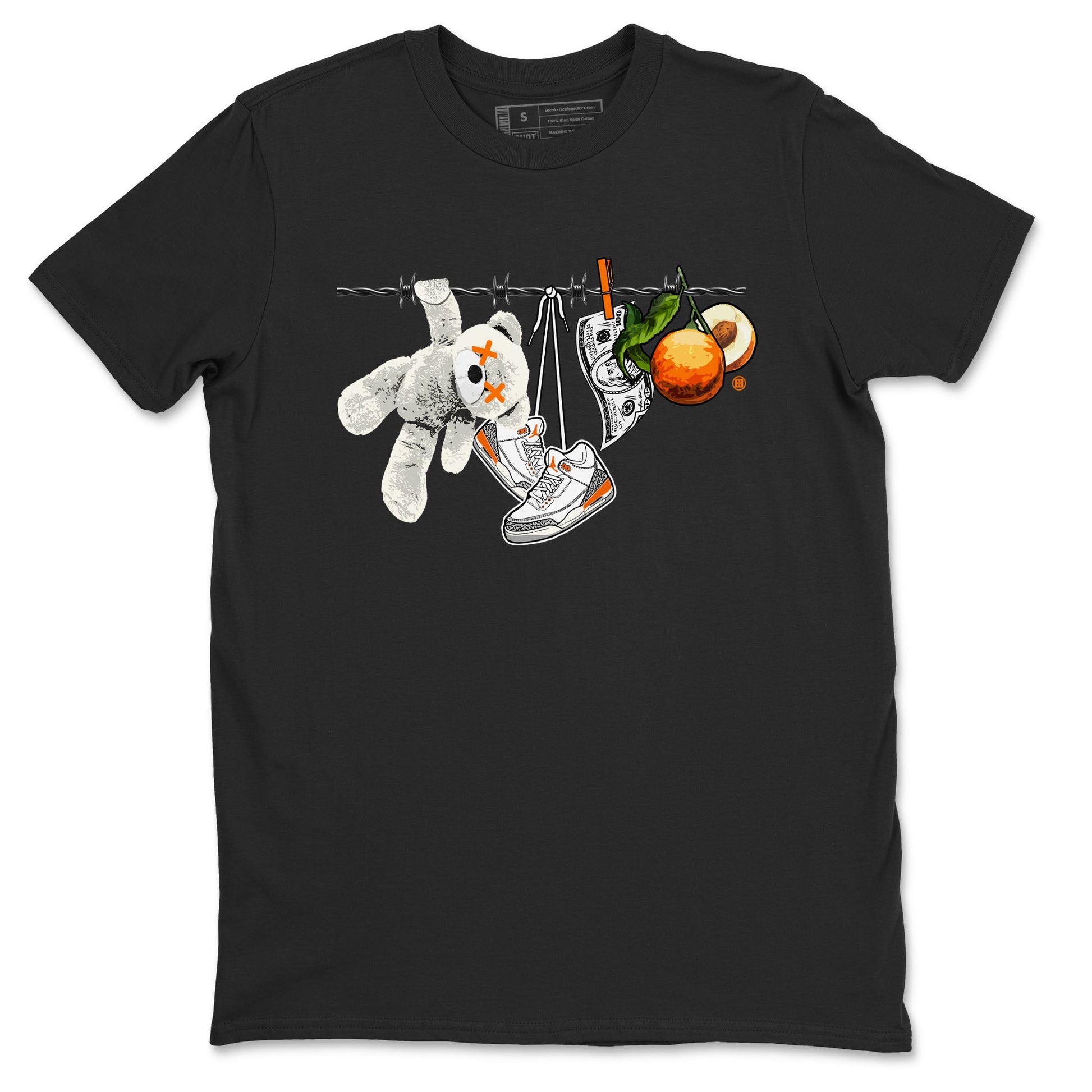 3s Georgia Peach shirt to match jordans Clothesline sneaker tees Air Jordan 3 Retro Georgia Peach SNRT Sneaker Release Tees unisex cotton Black 2 crew neck shirt
