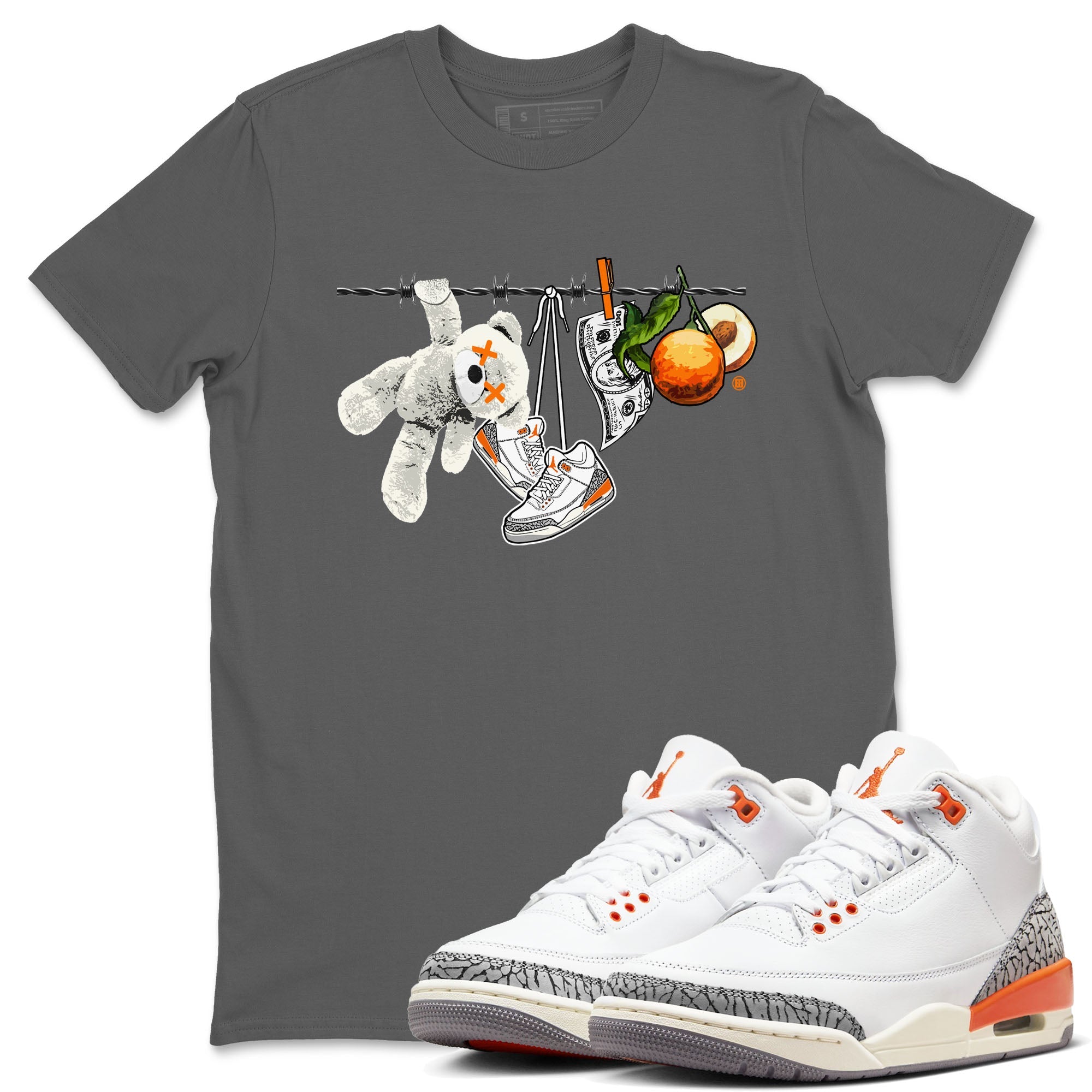 3s Georgia Peach shirt to match jordans Clothesline sneaker tees Air Jordan 3 Retro Georgia Peach SNRT Sneaker Release Tees unisex cotton Cool Grey 1 crew neck shirt