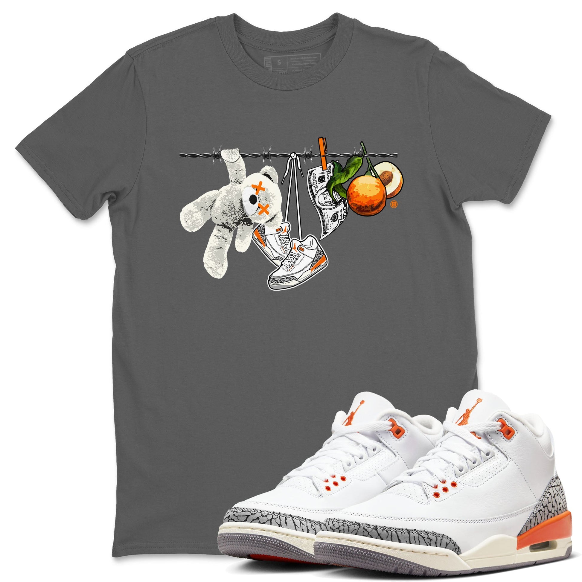 3s Georgia Peach shirt to match jordans Clothesline sneaker tees Air Jordan 3 Retro Georgia Peach SNRT Sneaker Release Tees unisex cotton Cool Grey 1 crew neck shirt