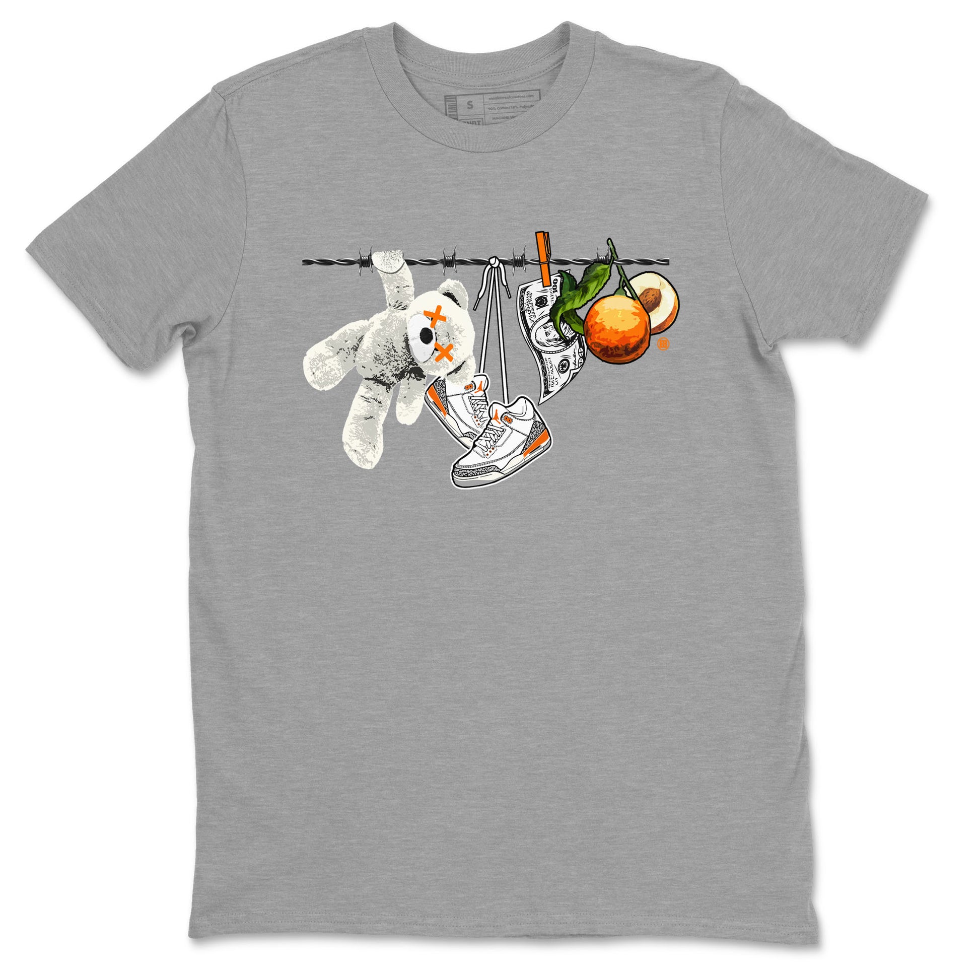 3s Georgia Peach shirt to match jordans Clothesline sneaker tees Air Jordan 3 Retro Georgia Peach SNRT Sneaker Release Tees unisex cotton Heather Grey 2 crew neck shirt