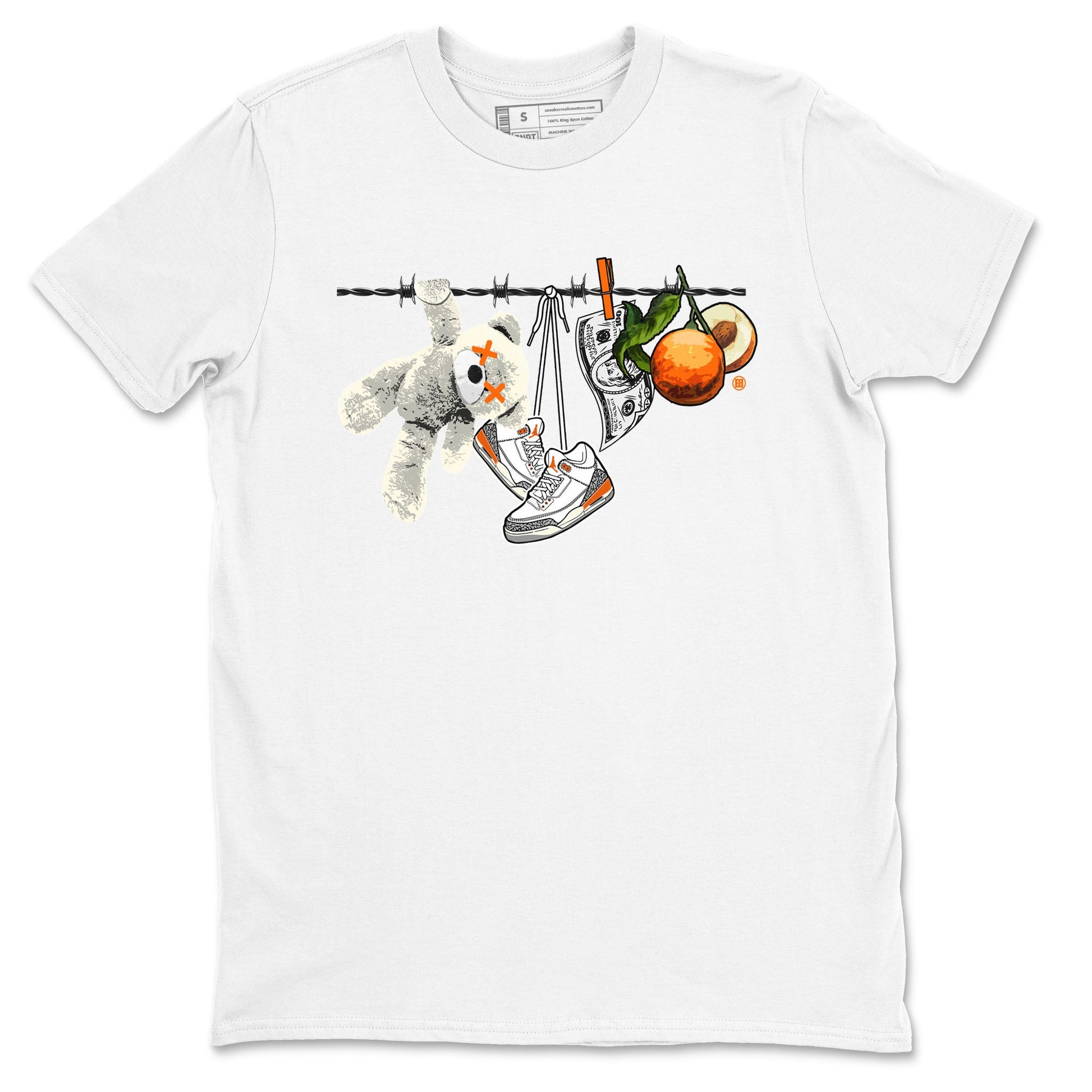 3s Georgia Peach shirt to match jordans Clothesline sneaker tees Air Jordan 3 Retro Georgia Peach SNRT Sneaker Release Tees unisex cotton White 2 crew neck shirt
