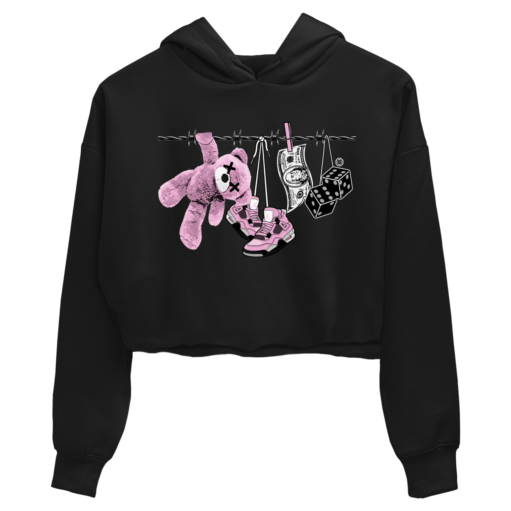 4s Retro Orchid shirts to match jordans Clothesline sneaker match tees Air Jordan 4 WMNS Orchid match shoes to clothes SNRT Sneaker Tees unisex cotton Black 2 crop tee