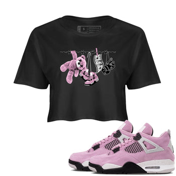 4s Retro Orchid shirts to match jordans Clothesline sneaker match tees Air Jordan 4 WMNS Orchid match shoes to clothes SNRT Sneaker Tees unisex cotton Black 1 crop tee