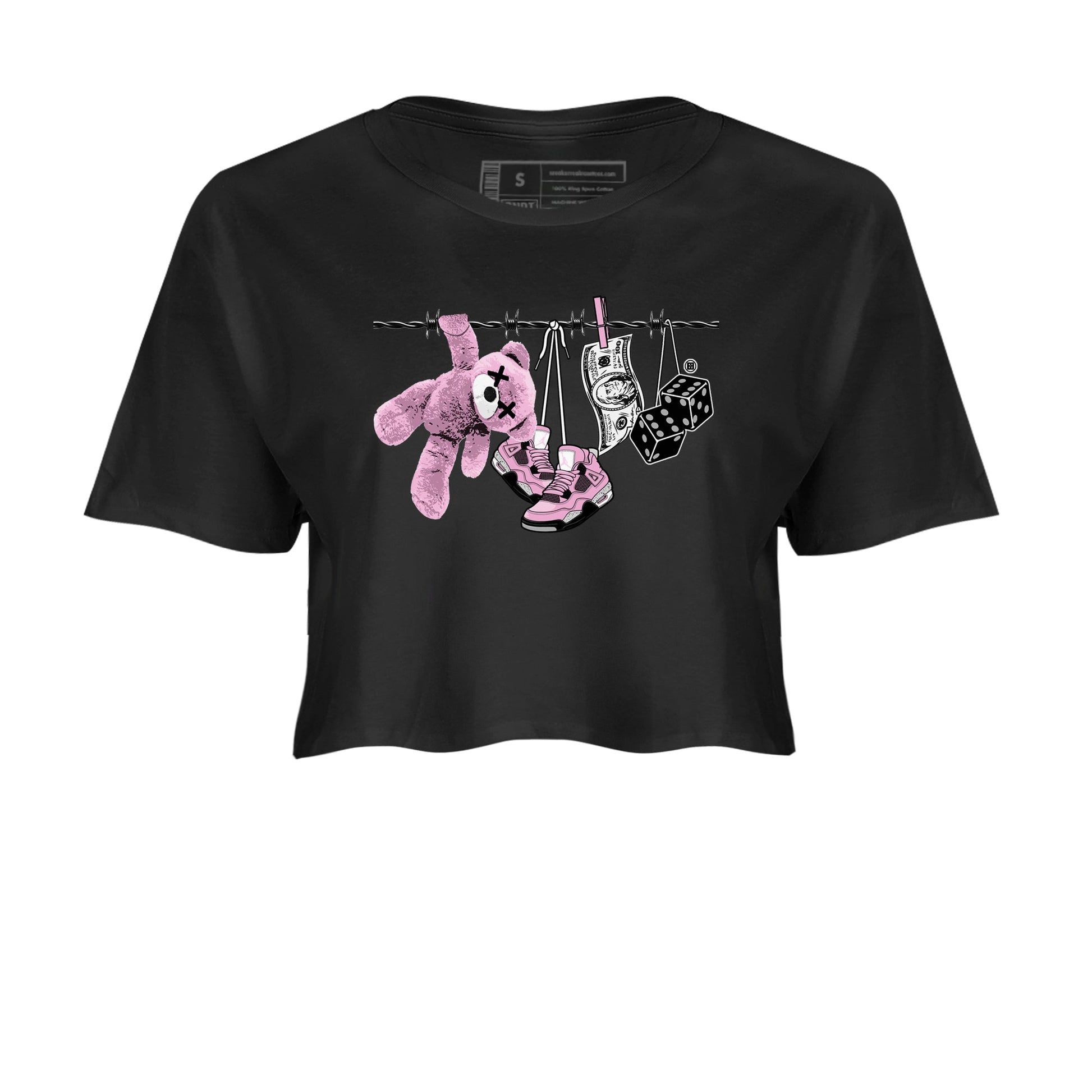 4s Retro Orchid shirts to match jordans Clothesline sneaker match tees Air Jordan 4 WMNS Orchid match shoes to clothes SNRT Sneaker Tees unisex cotton Black 2 crop tee