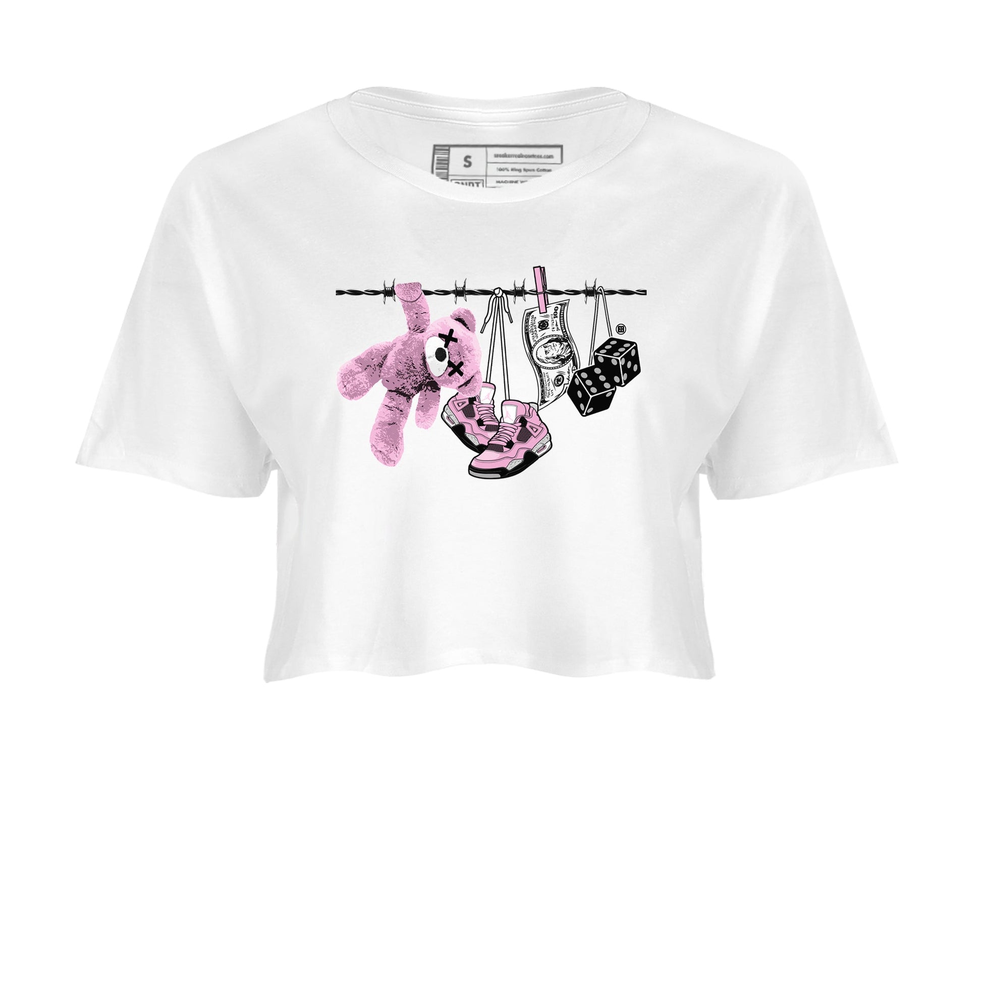 4s Retro Orchid shirts to match jordans Clothesline sneaker match tees Air Jordan 4 WMNS Orchid match shoes to clothes SNRT Sneaker Tees unisex cotton White 2 crop tee