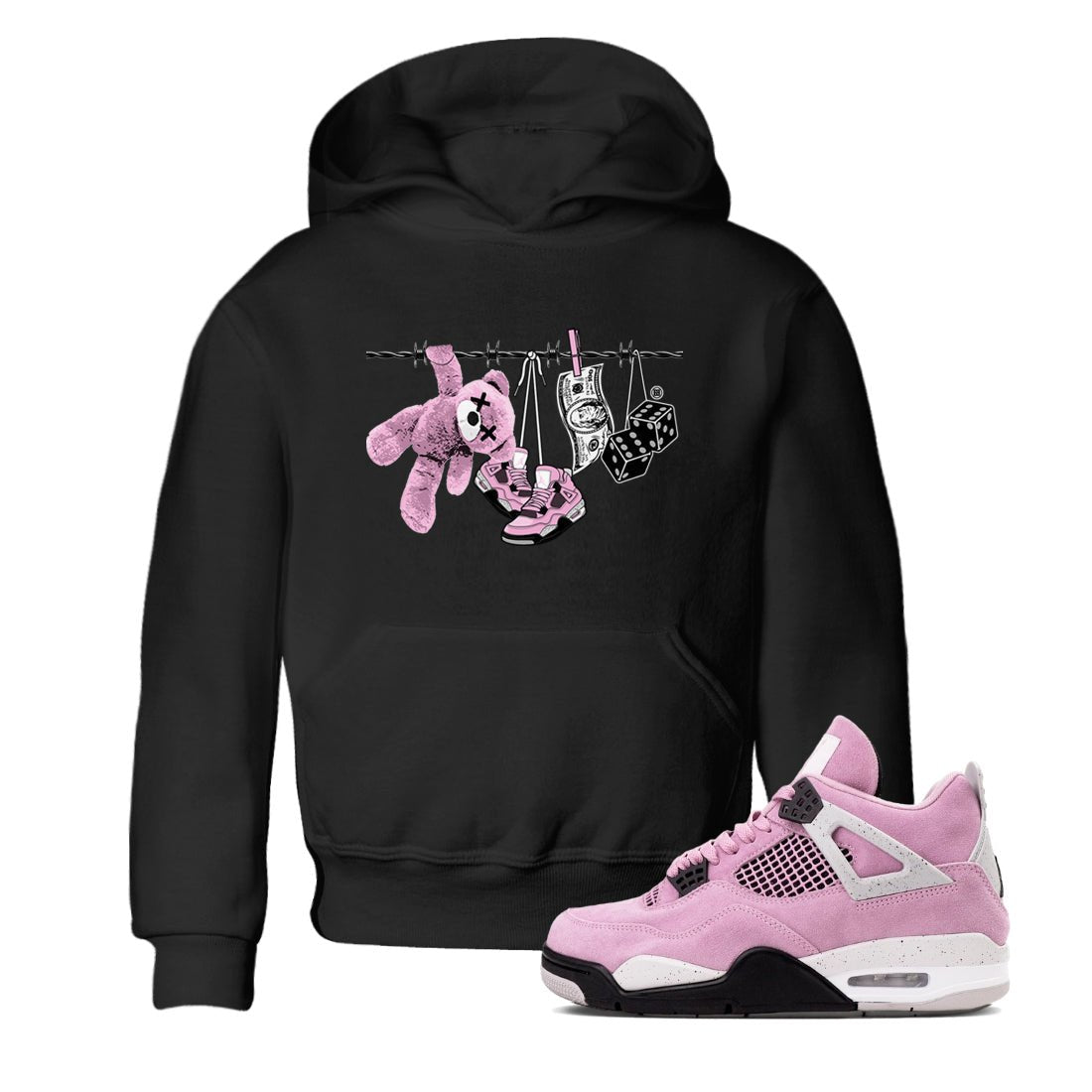 4s Retro Orchid shirts to match jordans Clothesline sneaker match tees Air Jordan 4 WMNS Orchid match shoes to clothes SNRT Sneaker Tees Youth Baby Black 1 tee