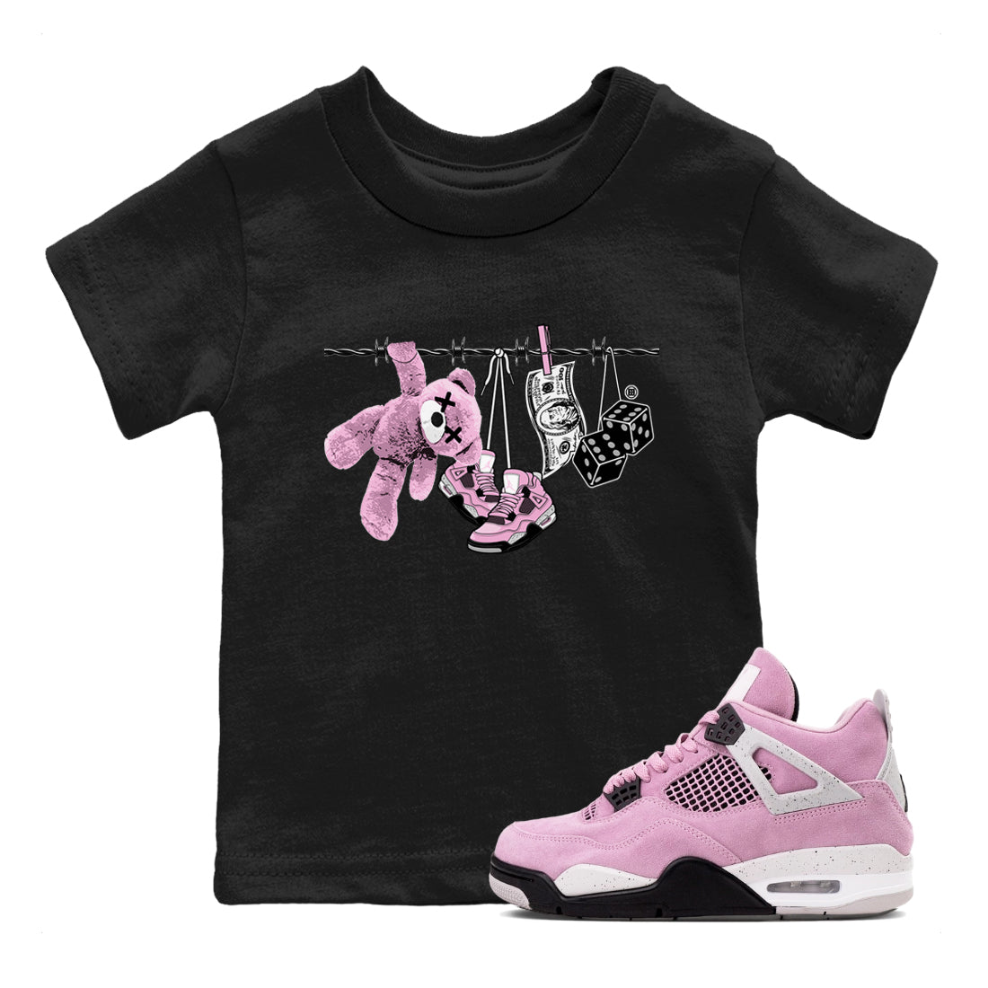 4s Retro Orchid shirts to match jordans Clothesline sneaker match tees Air Jordan 4 WMNS Orchid match shoes to clothes SNRT Sneaker Tees Youth Baby Black 1 tee