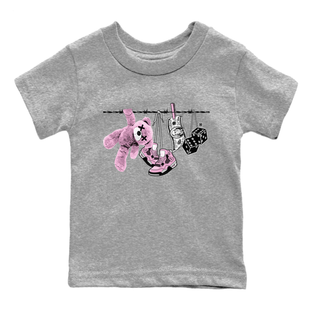 4s Retro Orchid shirts to match jordans Clothesline sneaker match tees Air Jordan 4 WMNS Orchid match shoes to clothes SNRT Sneaker Tees Youth Baby Heather Grey 2 tee
