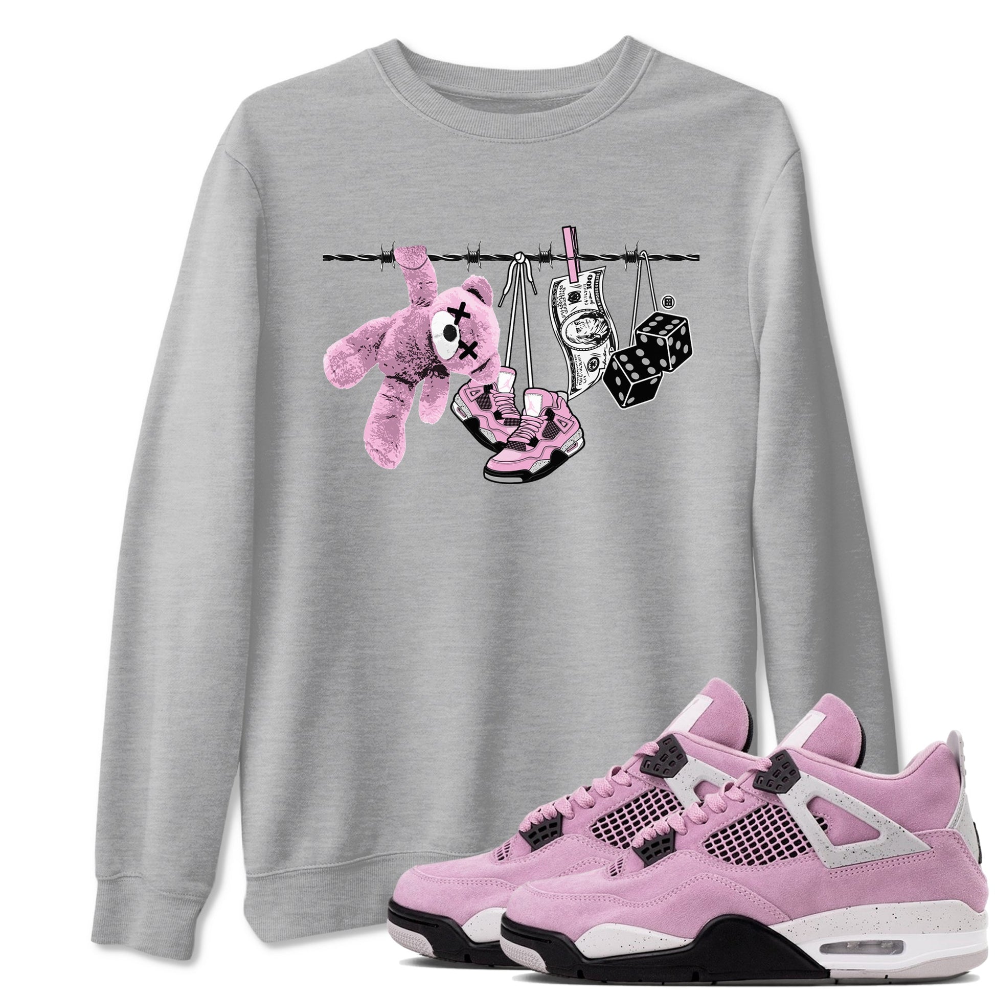 4s Retro Orchid shirts to match jordans Clothesline sneaker match tees Air Jordan 4 WMNS Orchid match shoes to clothes SNRT Sneaker Tees unisex cotton Heather Grey 1 shirts