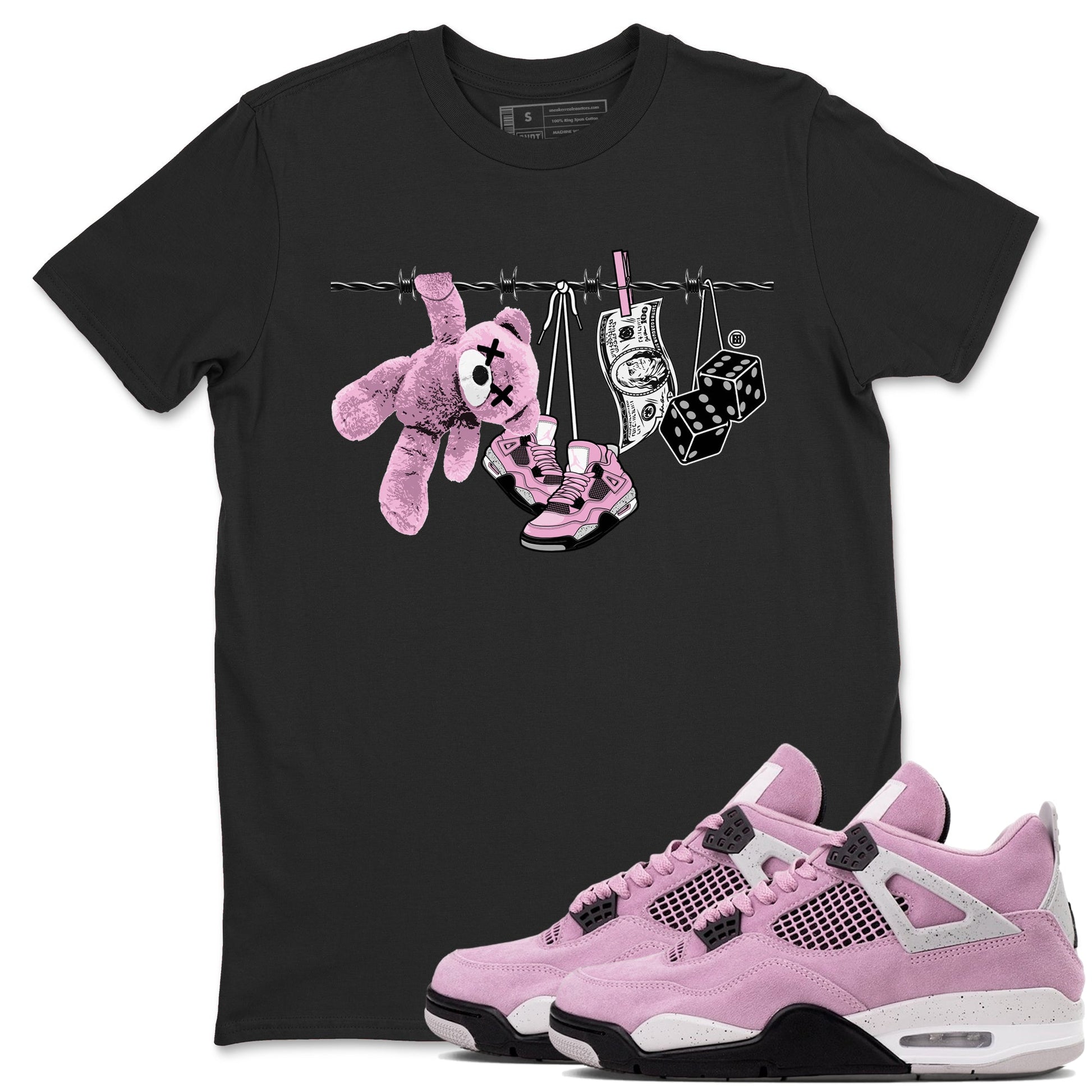 4s Retro Orchid shirts to match jordans Clothesline sneaker match tees Air Jordan 4 WMNS Orchid match shoes to clothes SNRT Sneaker Tees unisex cotton Black 1 shirts