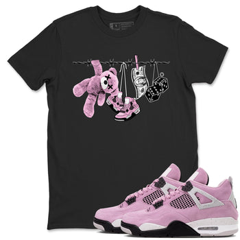 4s Retro Orchid shirts to match jordans Clothesline sneaker match tees Air Jordan 4 WMNS Orchid match shoes to clothes SNRT Sneaker Tees unisex cotton Black 1 shirts