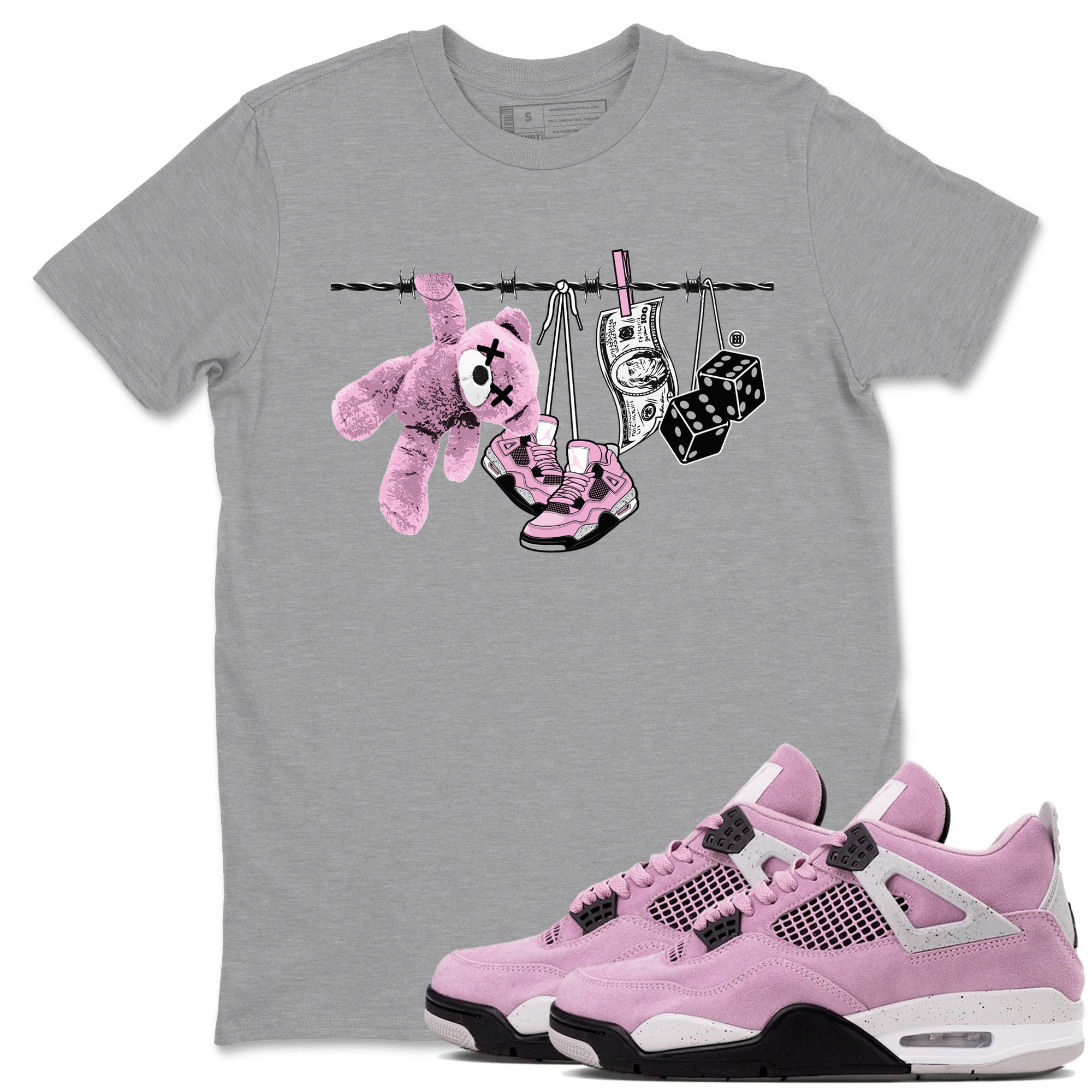 4s Retro Orchid shirts to match jordans Clothesline sneaker match tees Air Jordan 4 WMNS Orchid match shoes to clothes SNRT Sneaker Tees unisex cotton Heather Grey 1 shirts