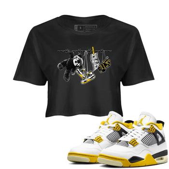 Air Jordan 4 Vivid Sulfur shirt to match jordans Clothesline sneaker tees 4s Vivid Sulfur SNRT Sneaker Release Tees Black 1 crop length shirt